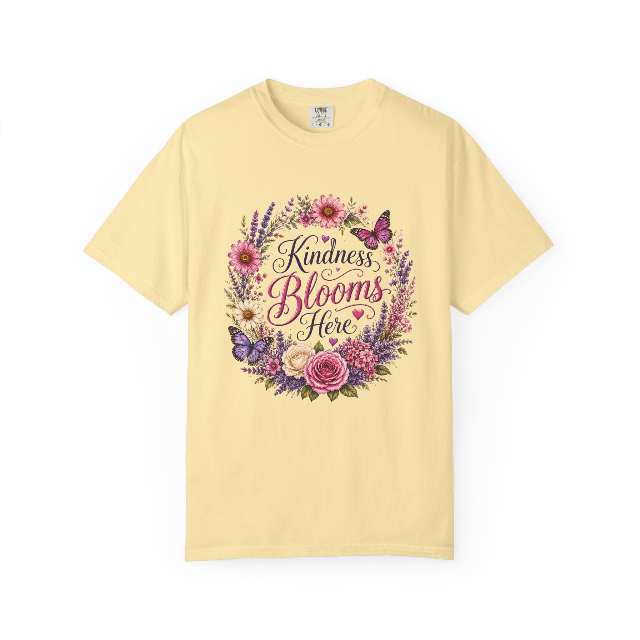 Kindness Blooms Here - Floral Wreath Tee