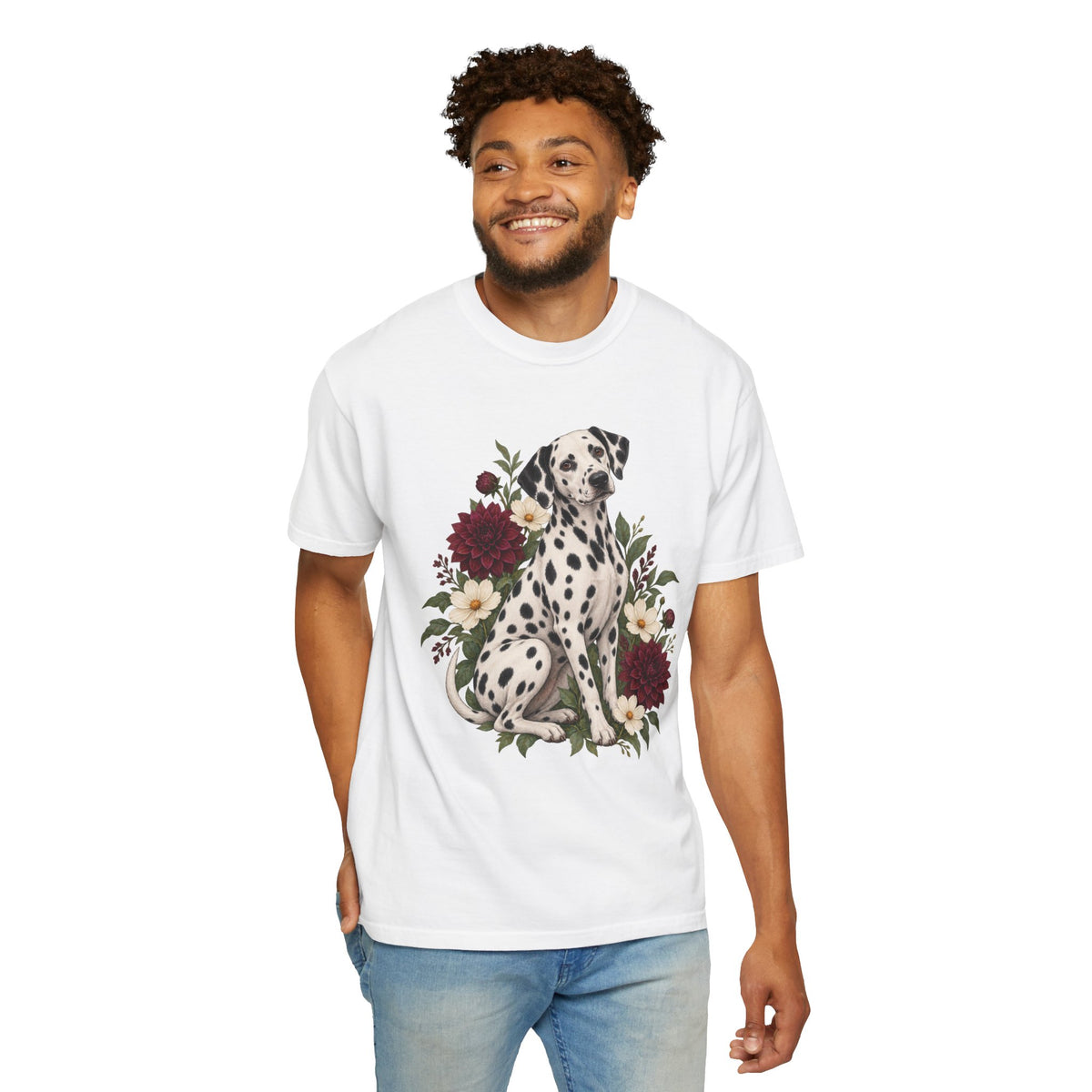 Dalmatian & Dahlia T-Shirt — Garment-Dyed Cotton