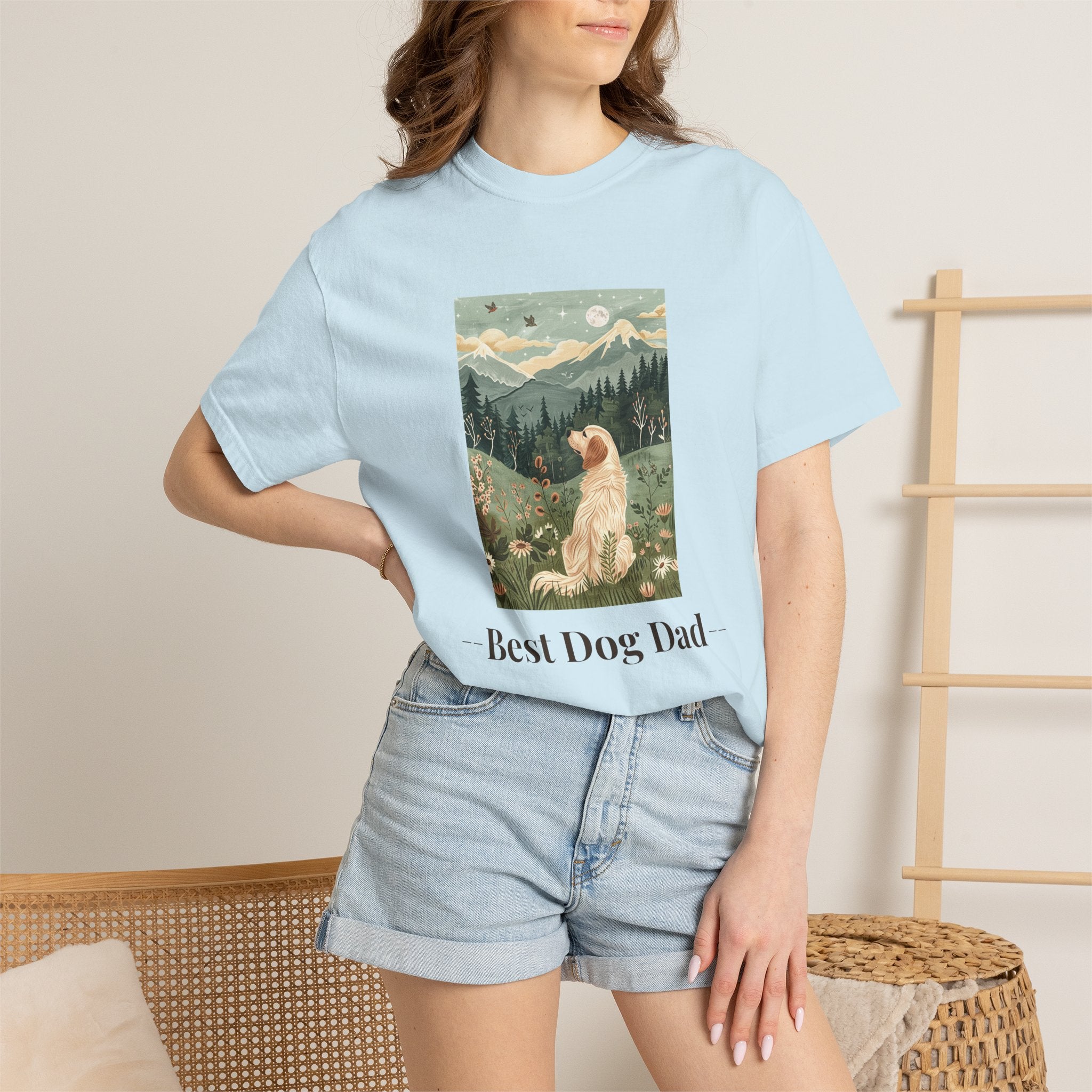 Best Dog Dad - Folk Art Golden Retriever