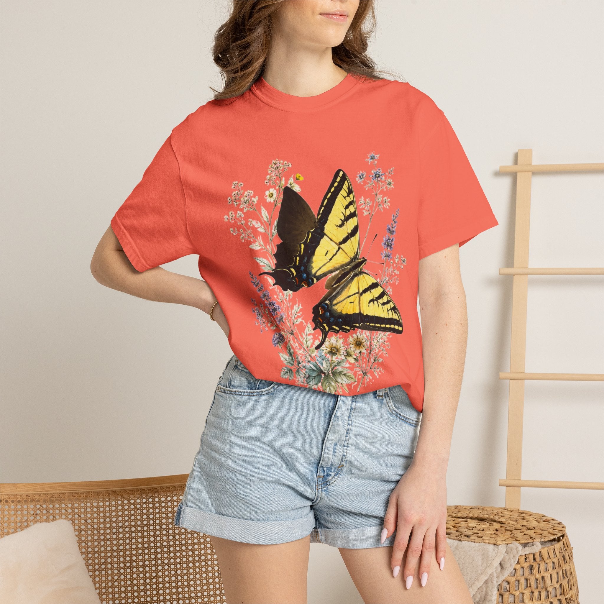 Swallowtail Butterfly wildflower tee branded slide