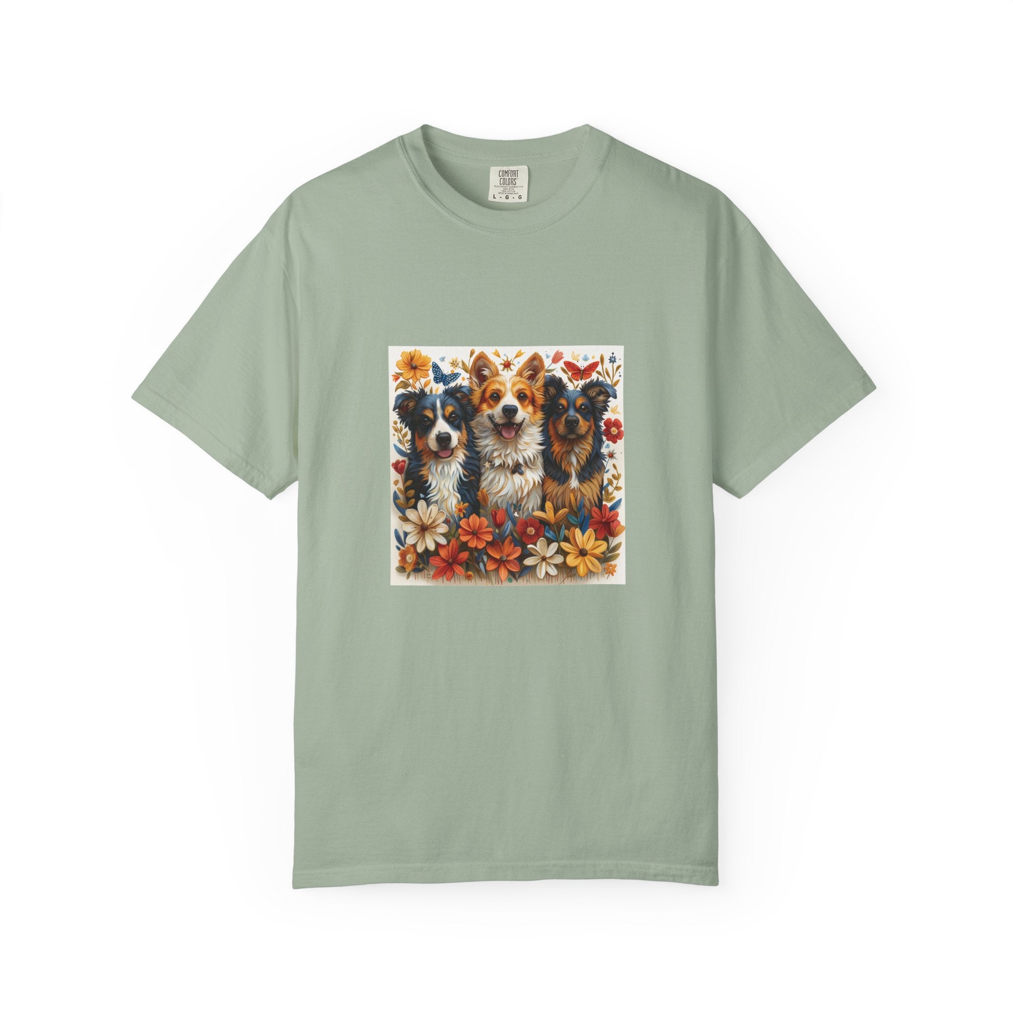 Dog Lover floral dogs tee folded view