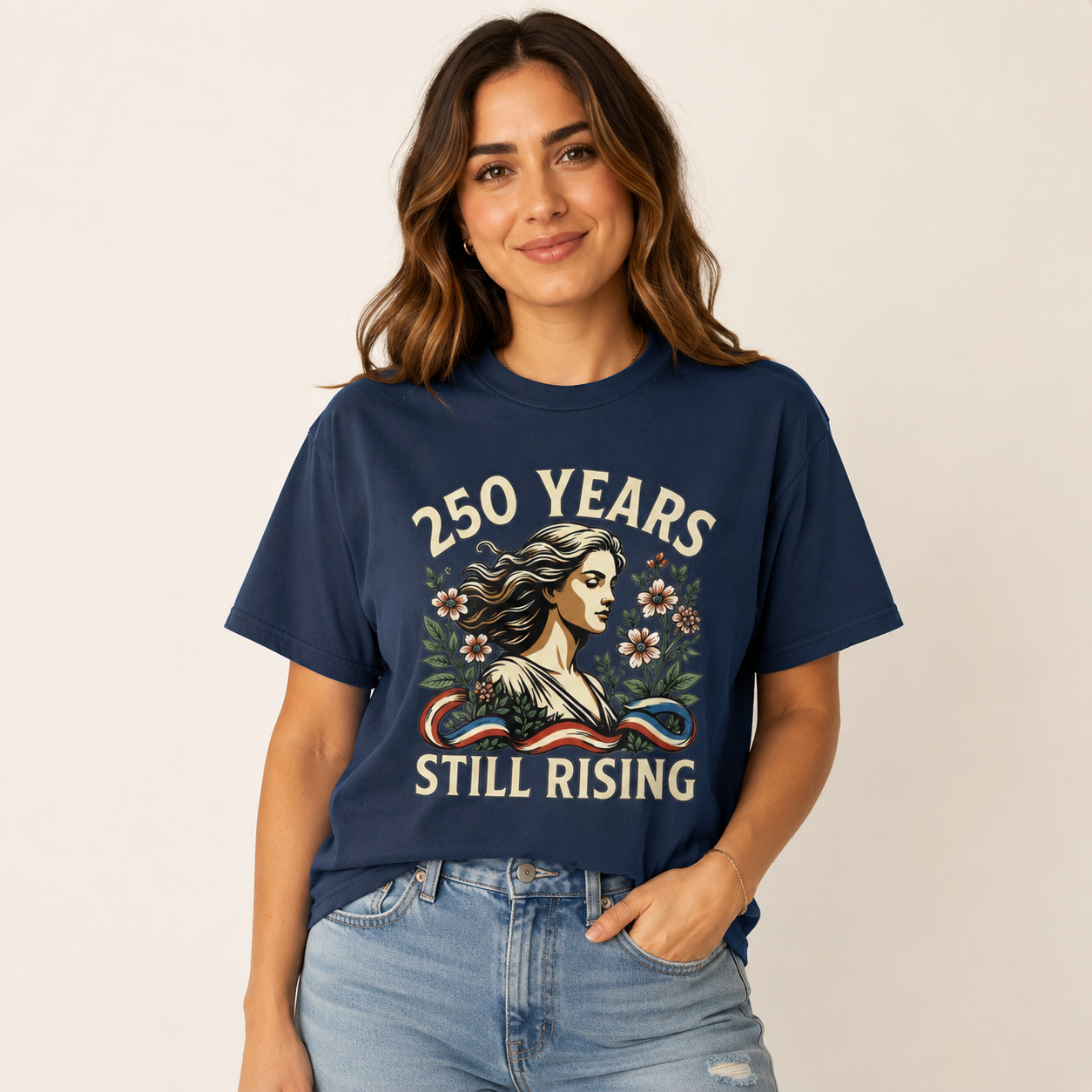 250 Years Still Rising – Patriotic Americana Wildflower Comfort Colors Tee
