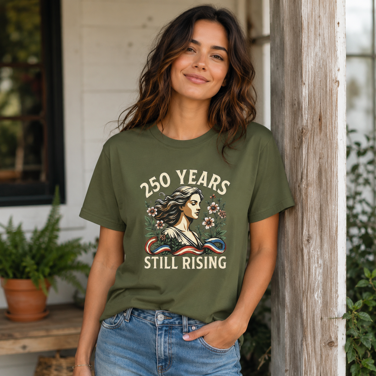 250 Years Still Rising – Patriotic Americana Wildflower Comfort Colors Tee