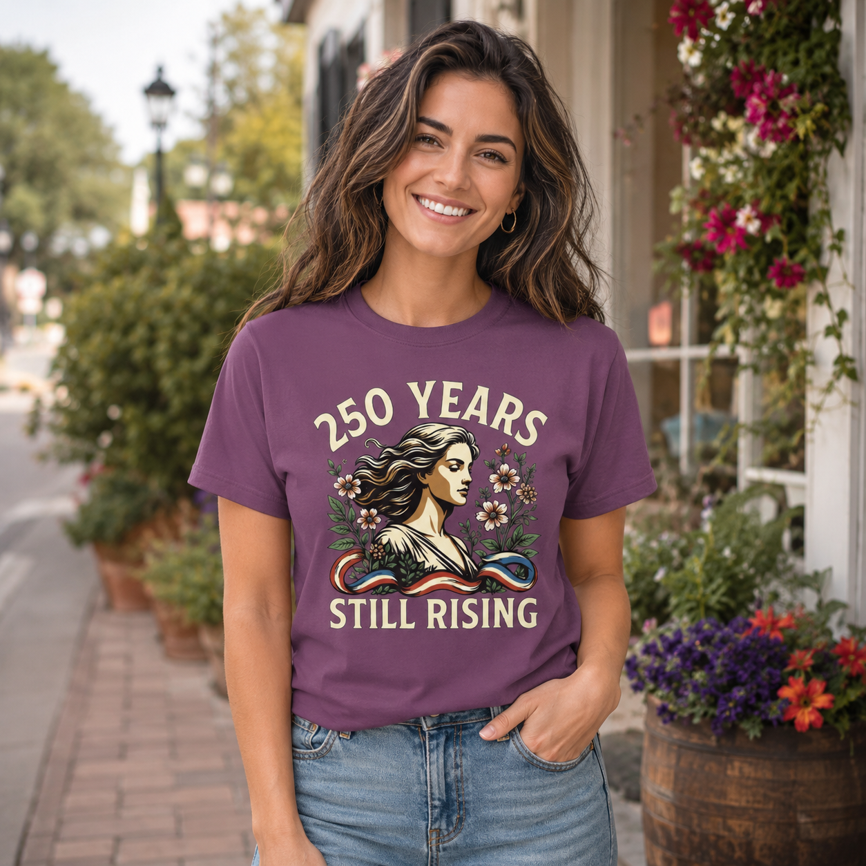 250 Years Still Rising – Patriotic Americana Wildflower Comfort Colors Tee