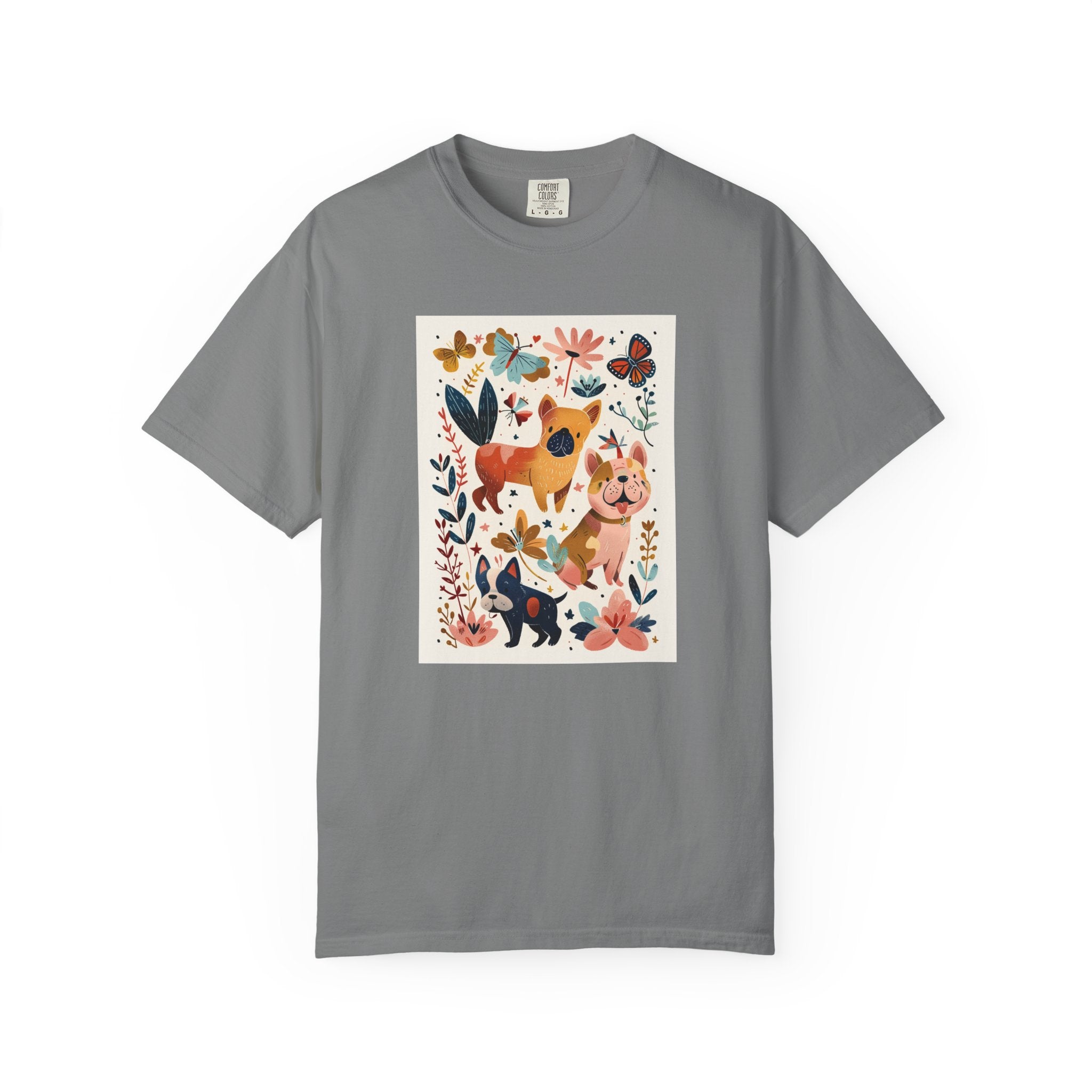 Folk Art Frenchies Frenchie art shirt on model