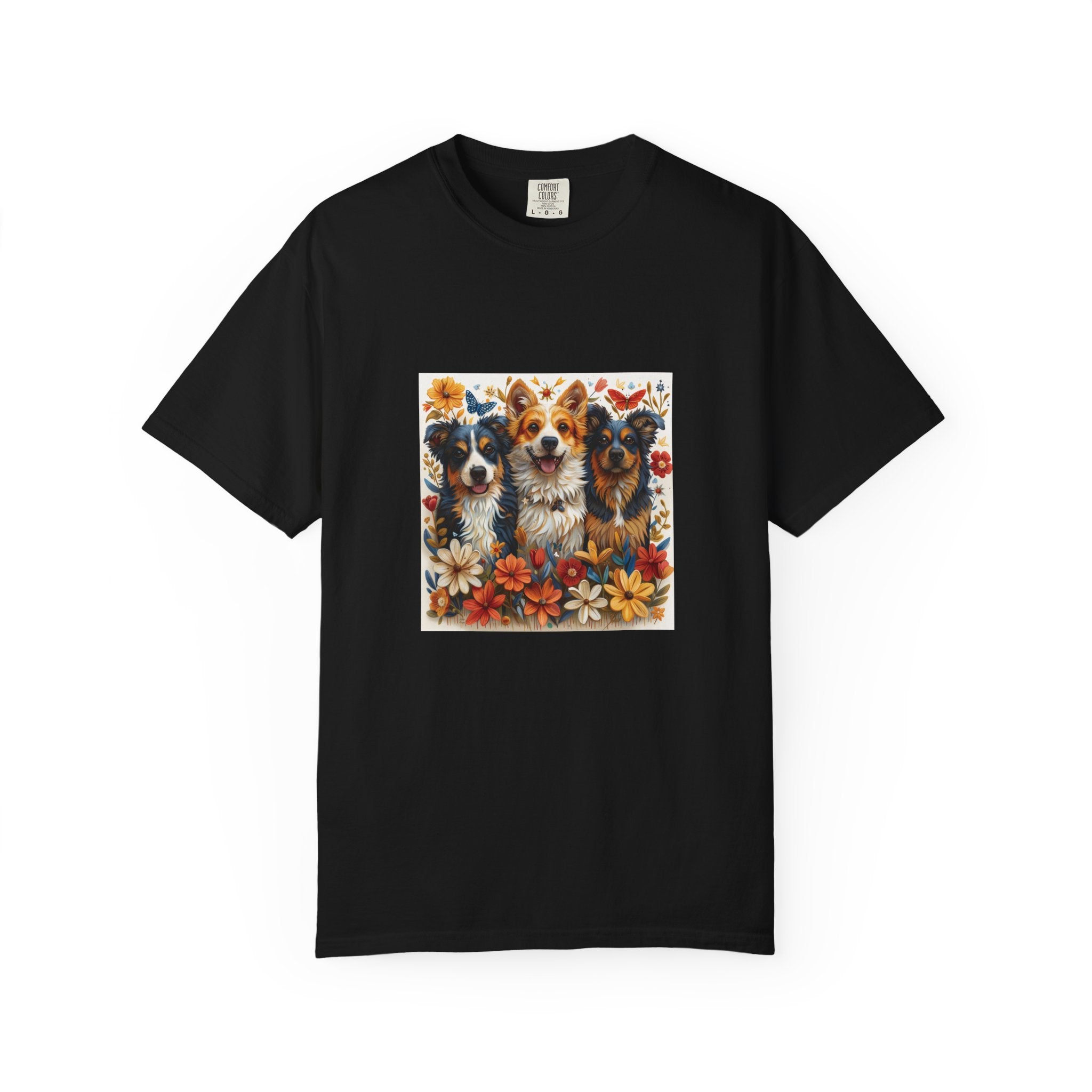 Dog Lover - Floral Three Dogs Tee