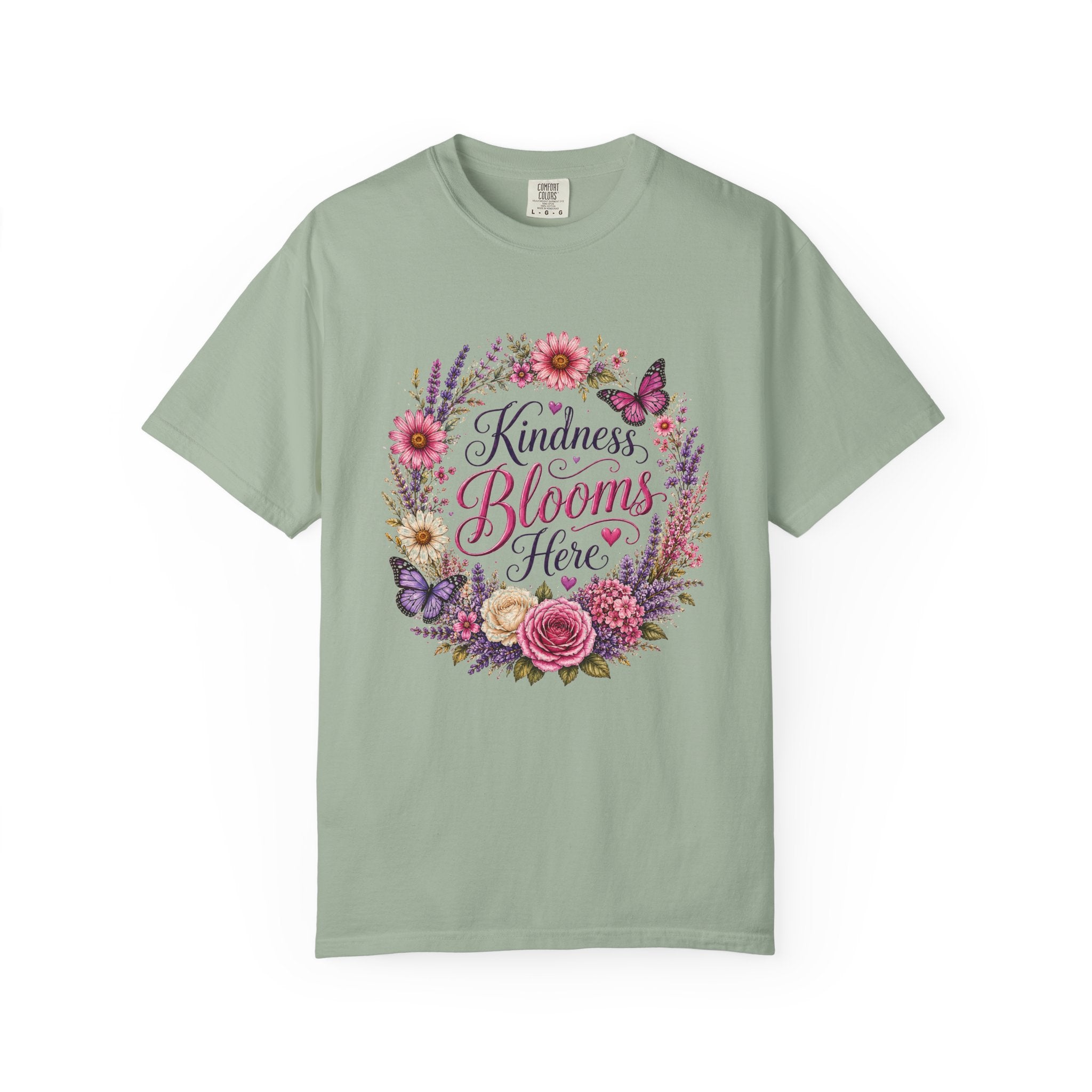 Kindness Blooms Here - Floral Wreath Tee
