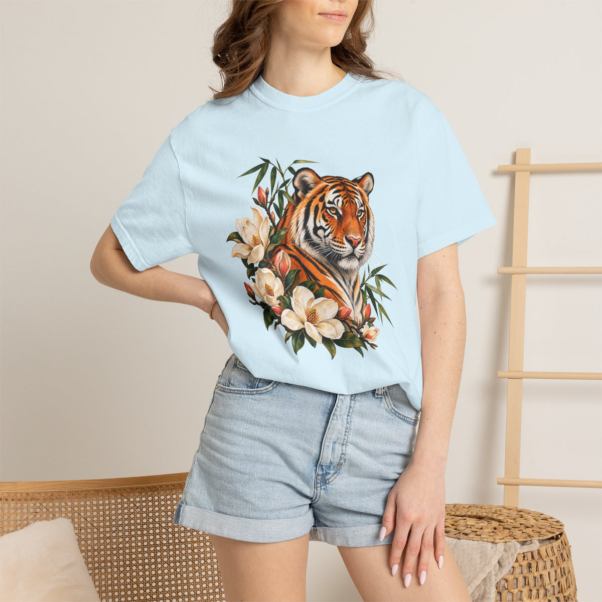 Tiger, Magnolia & Bamboo T-Shirt — Garment-Dyed Cotton