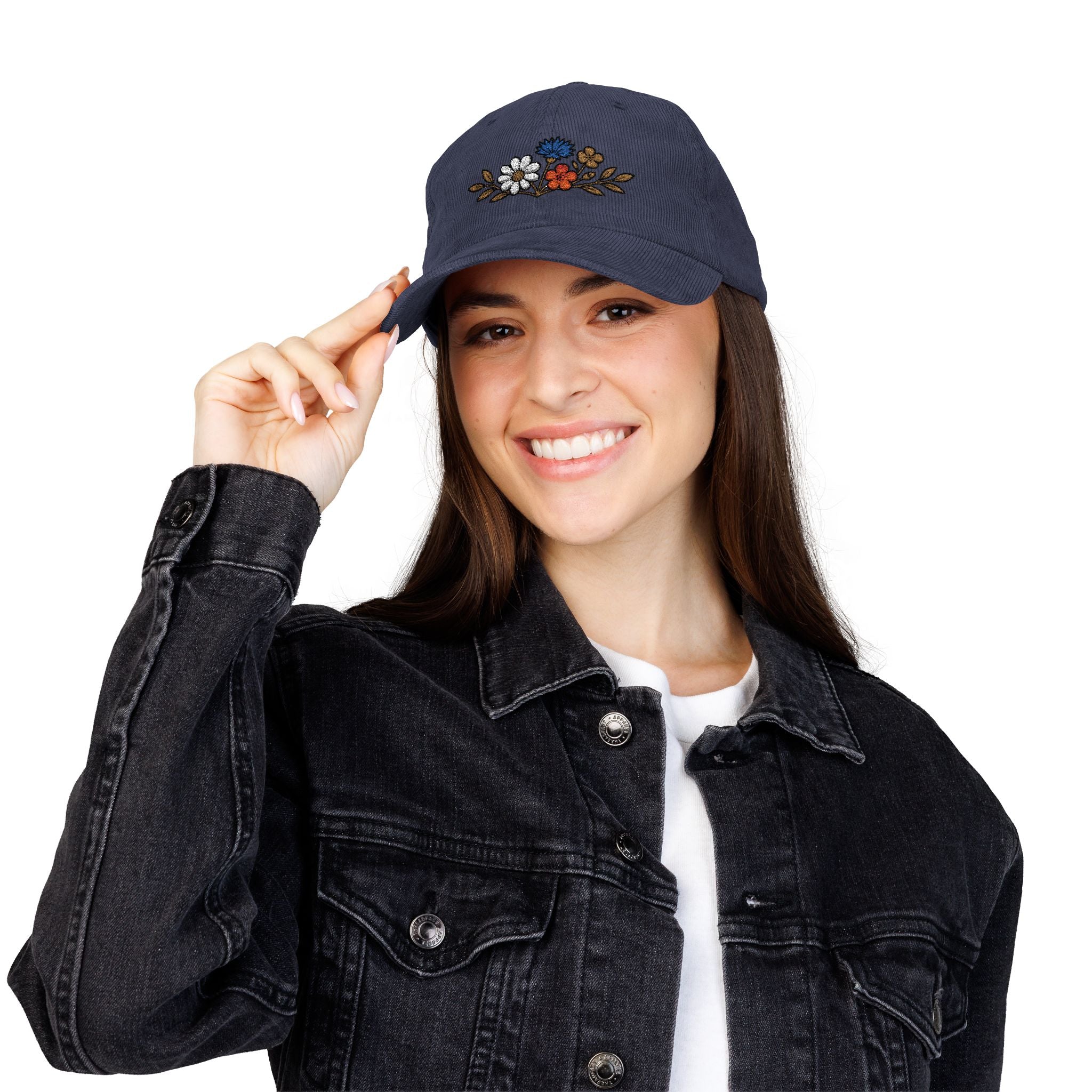 Wildflower Sprig — Embroidered Corduroy Hat