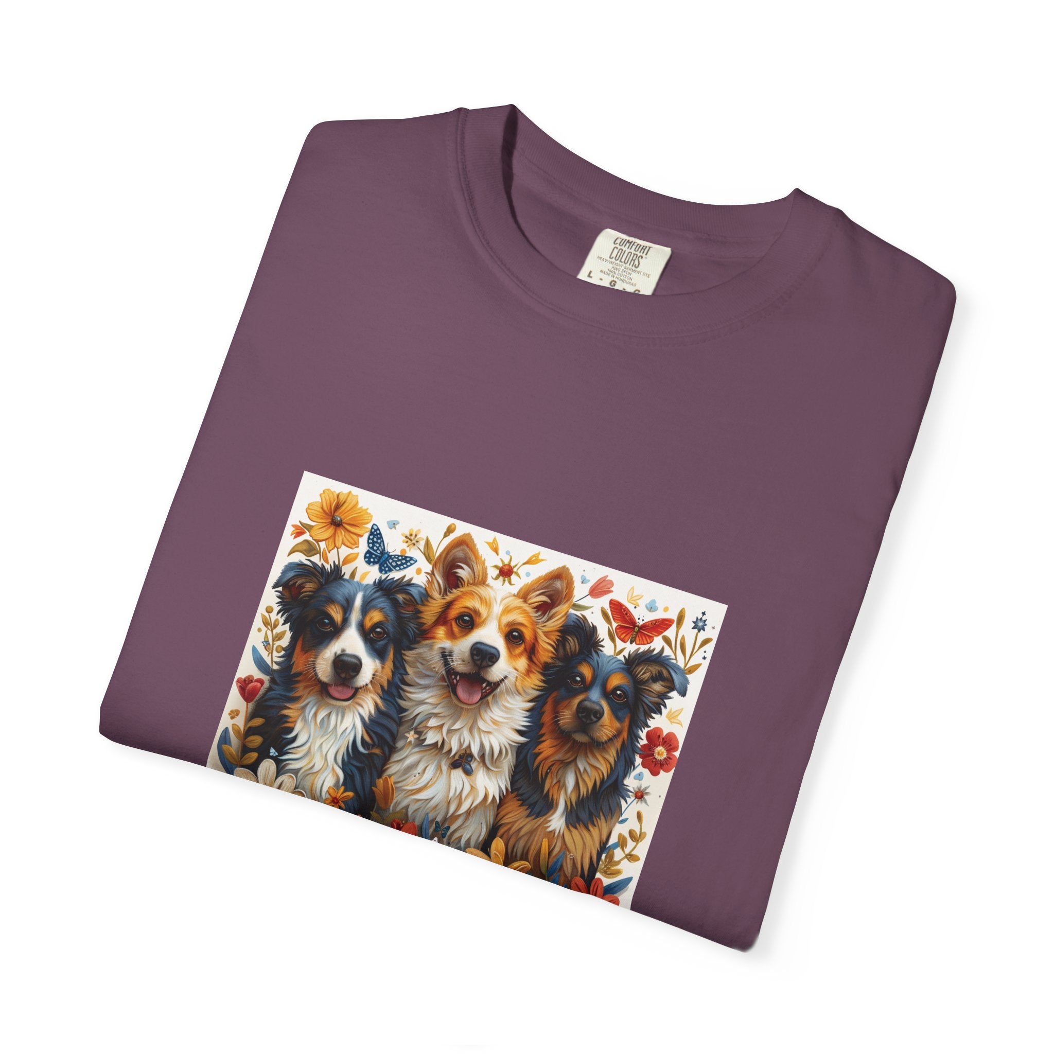 Dog Lover - Floral Three Dogs Tee