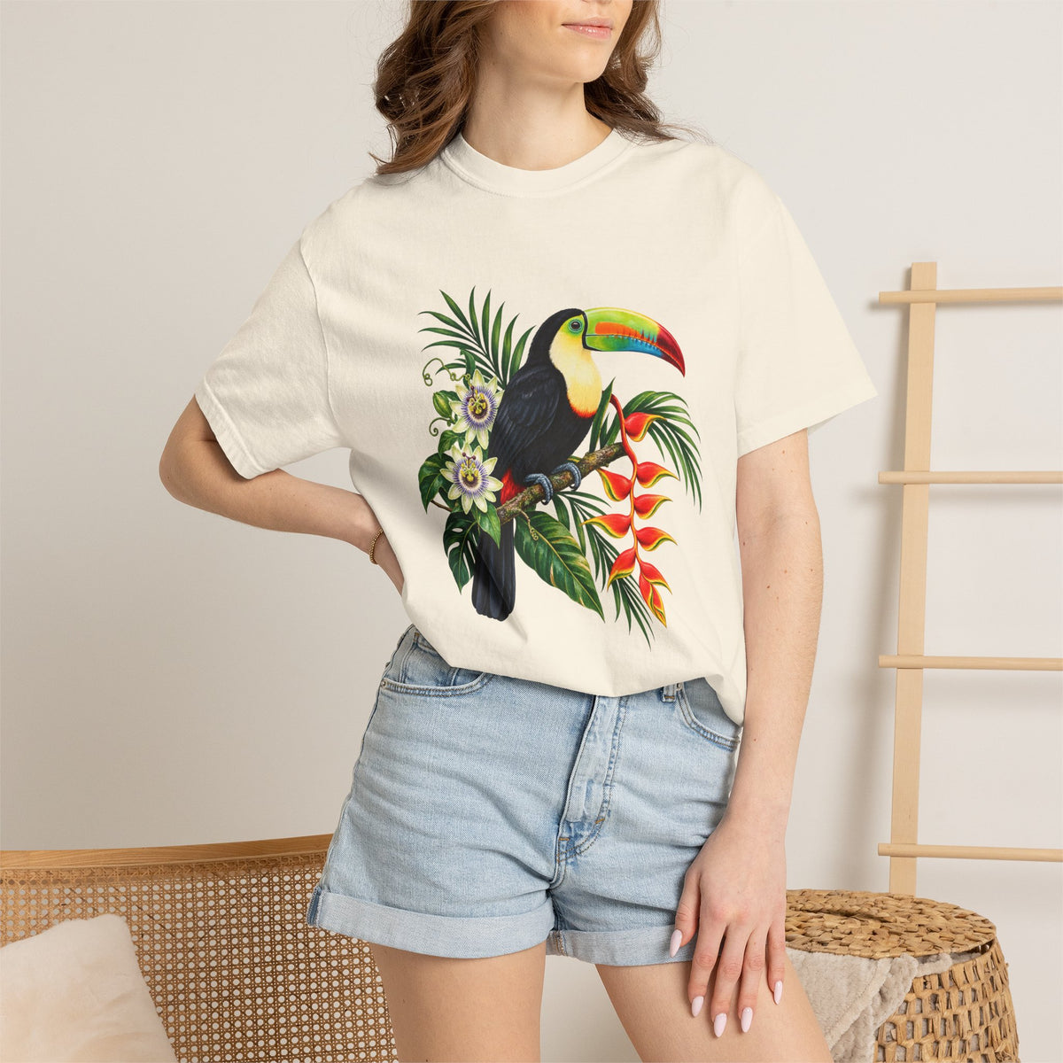 Toucan, Passionflower & Heliconia T-Shirt — Garment-Dyed Cotton