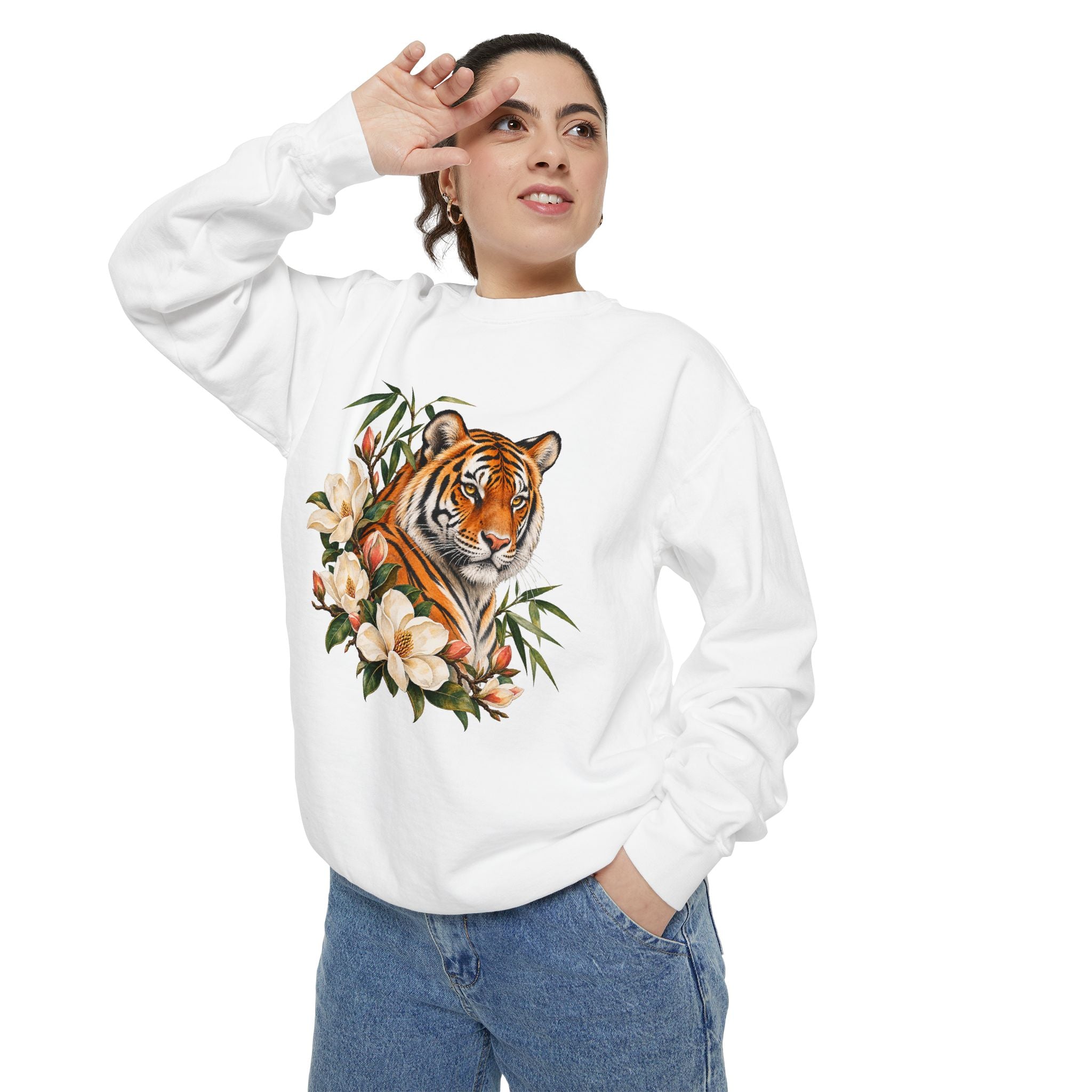 Tiger, Magnolia & Bamboo Sweatshirt — Garment-Dyed Fleece