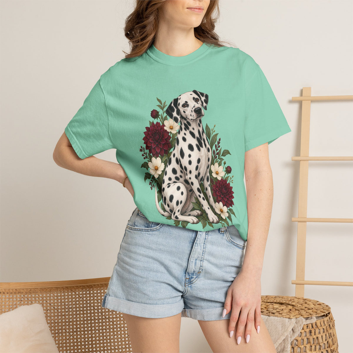 Dalmatian & Dahlia T-Shirt — Garment-Dyed Cotton
