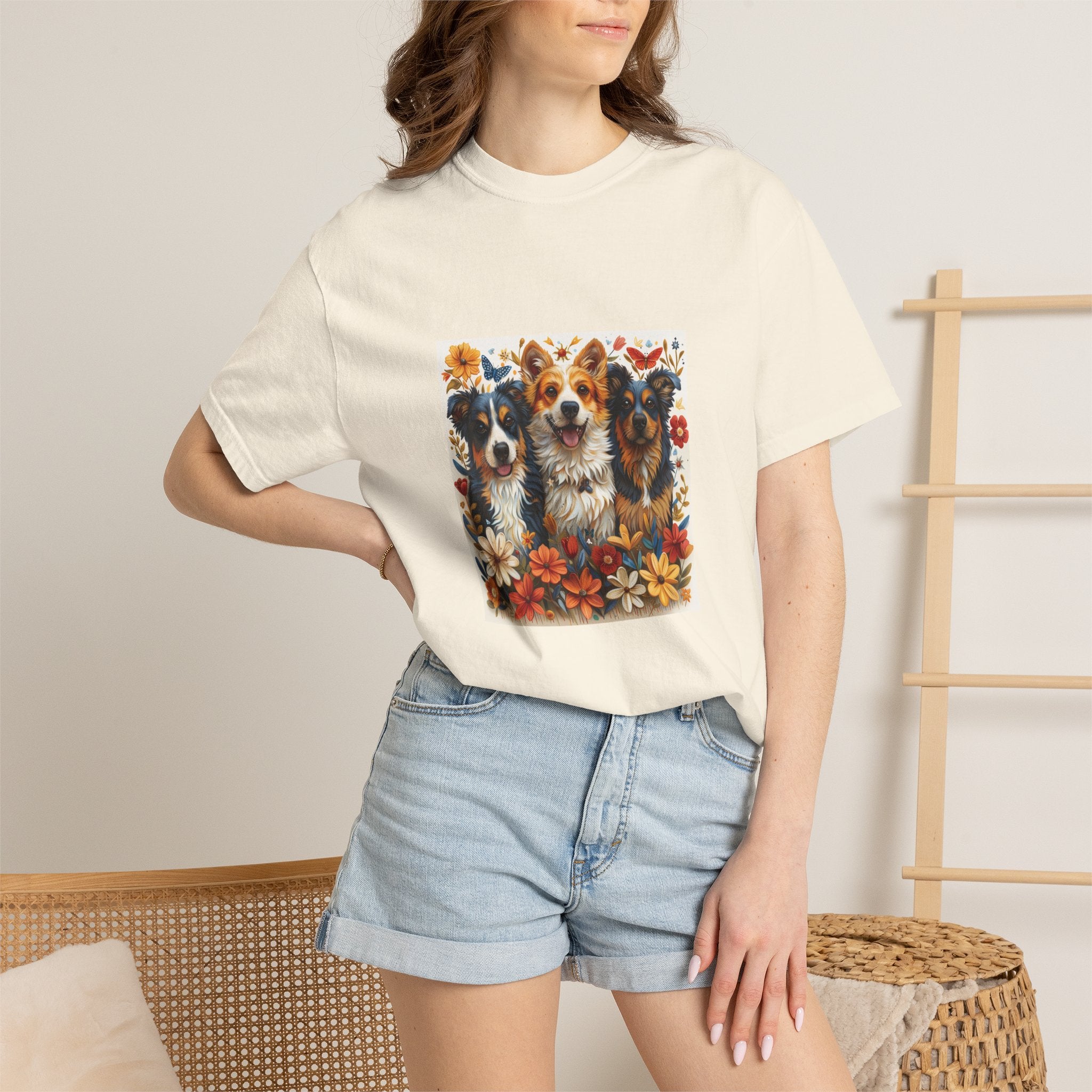Dog Lover - Floral Three Dogs Tee