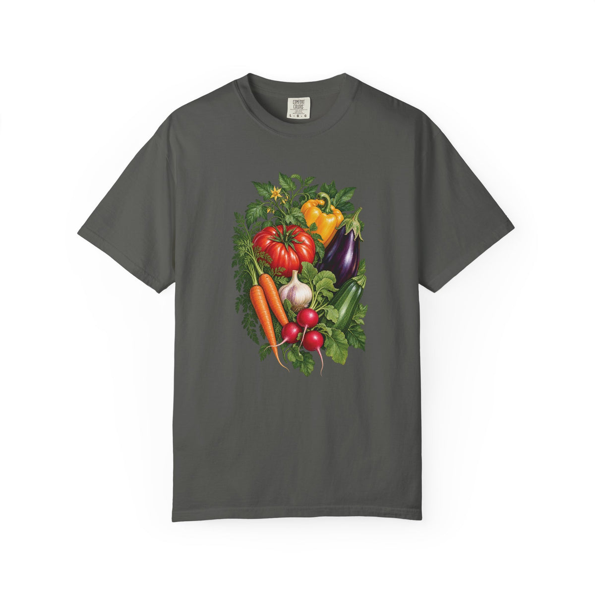 Kitchen garden harvest T-shirt in Pepper, front view