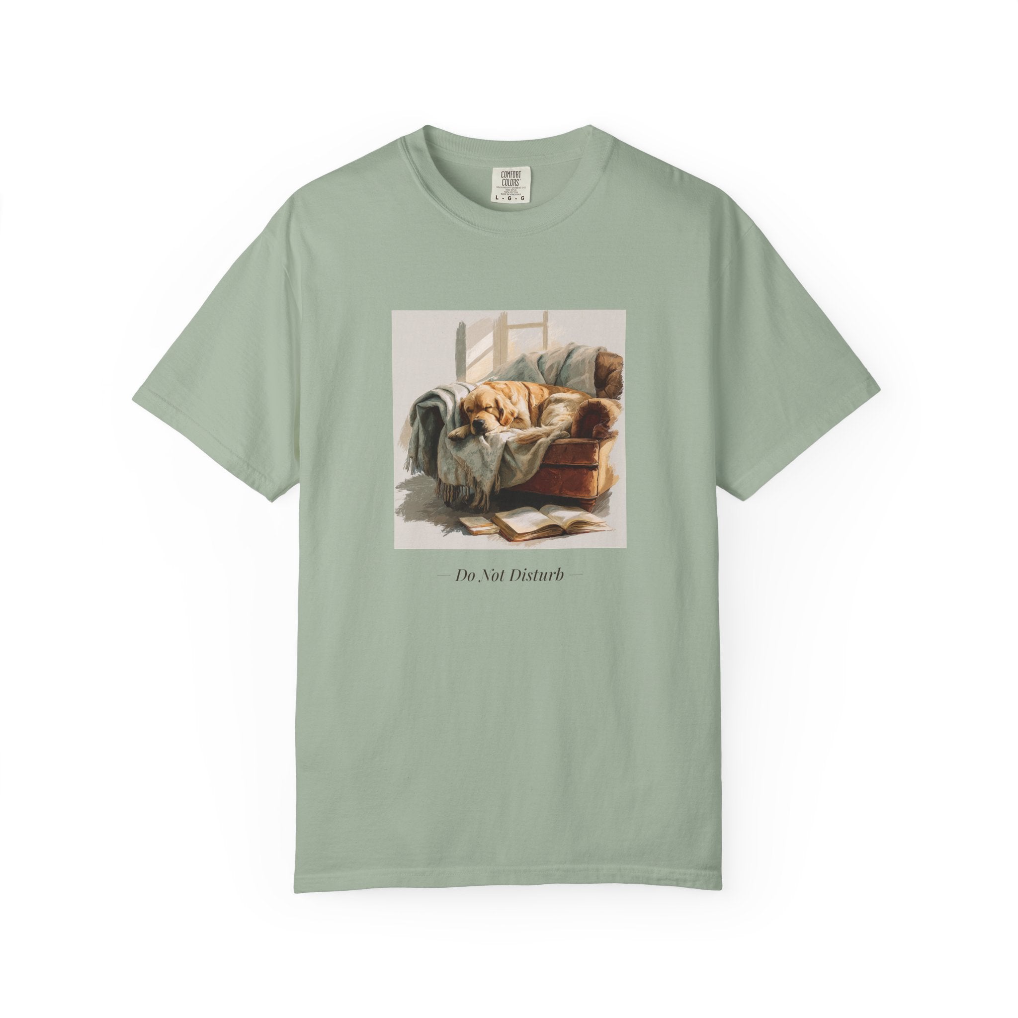Do Not Disturb Golden on couch tee alternate color