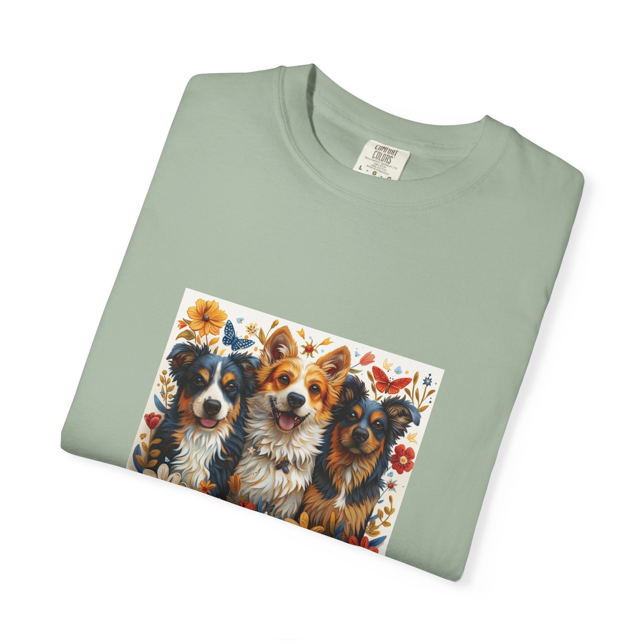 Dog Lover - Floral Three Dogs Tee