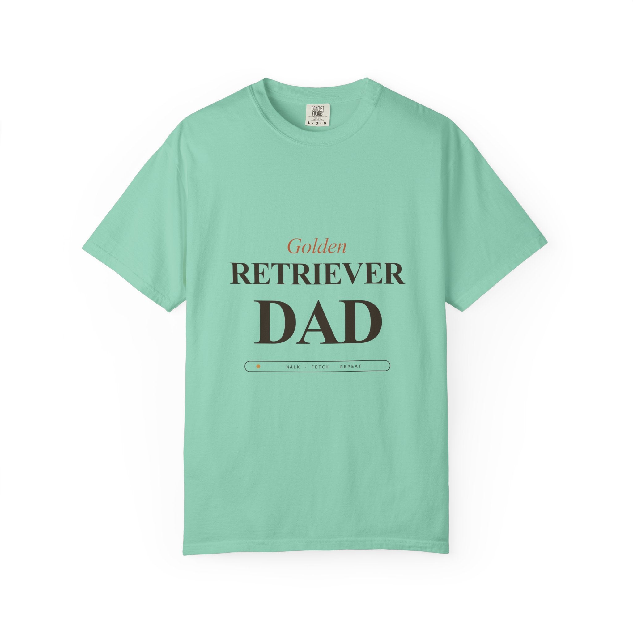 Walk Fetch Repeat Golden dad tee folded view