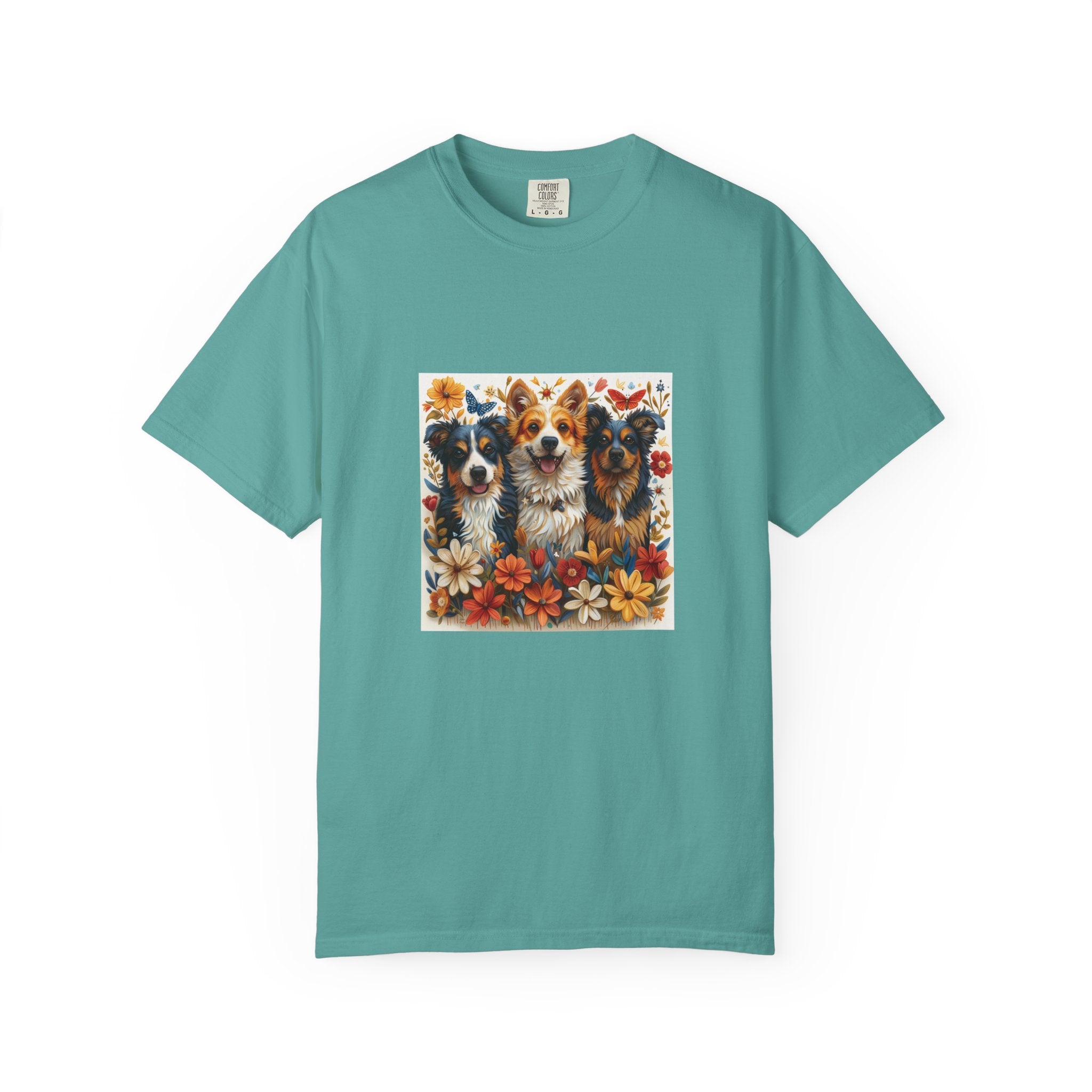 Dog Lover - Floral Three Dogs Tee