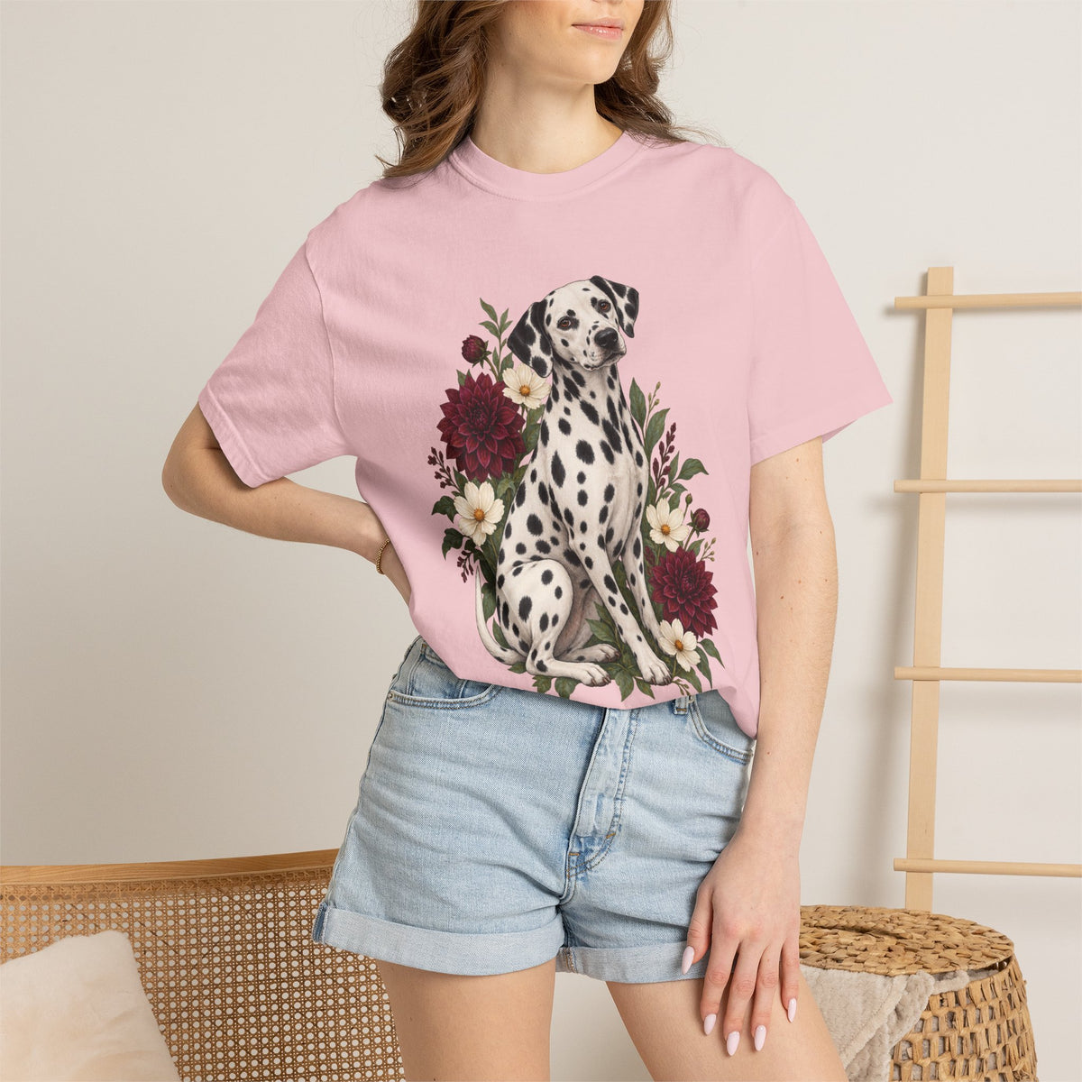 Dalmatian & Dahlia T-Shirt — Garment-Dyed Cotton