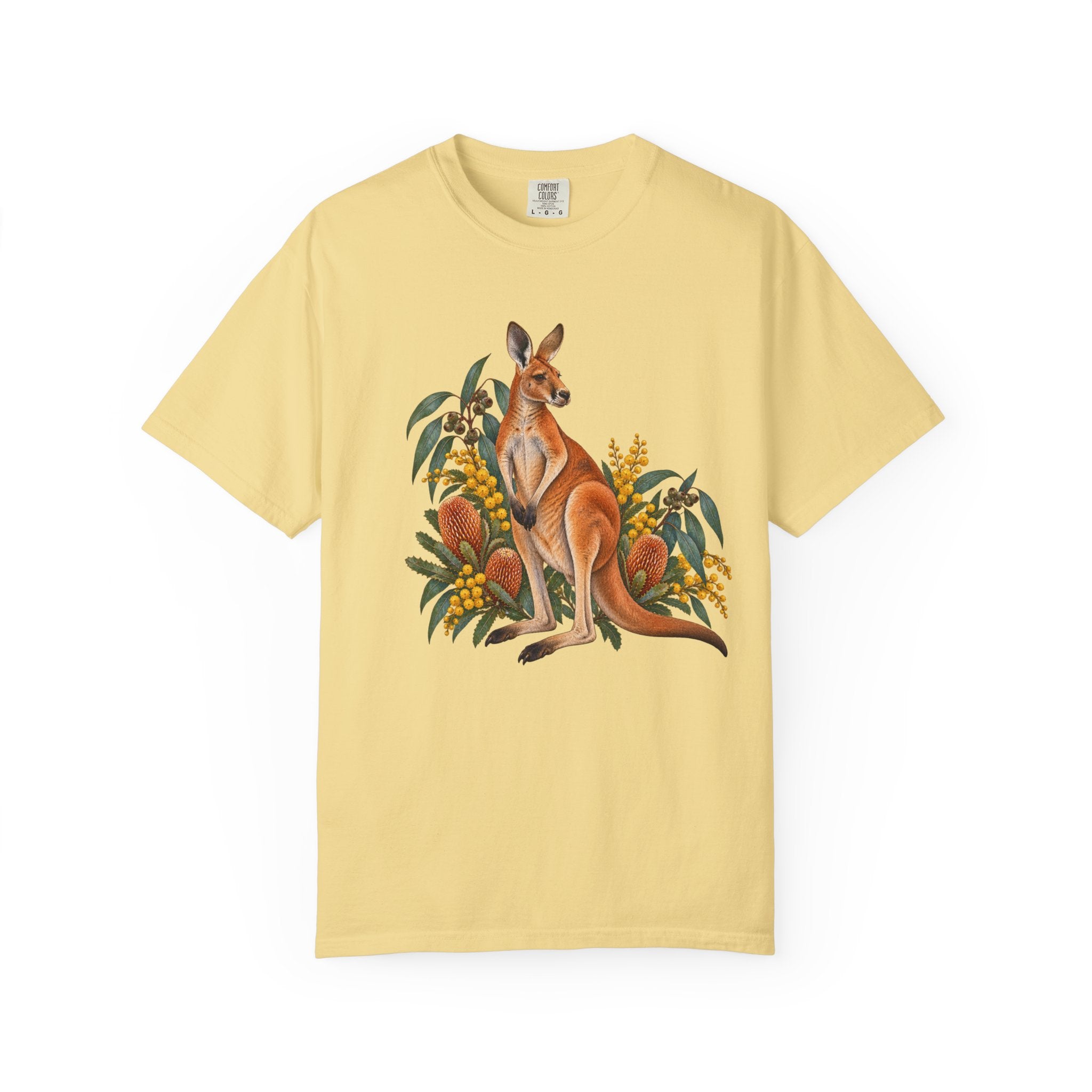 Kangaroo, Wattle & Banksia T-Shirt — Garment-Dyed Cotton