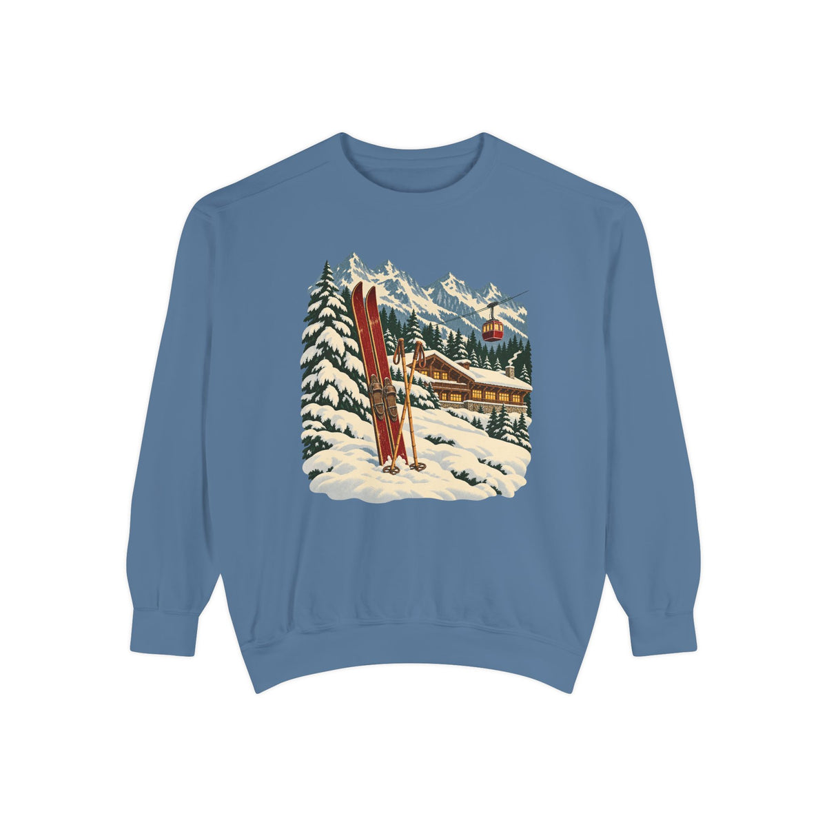 Apres ski sweatshirt in Blue Jean, front view