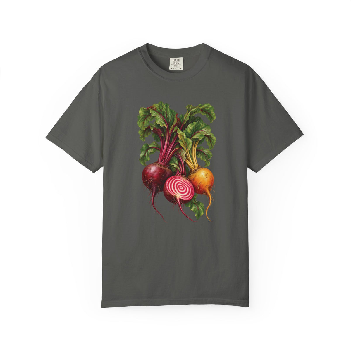 Heirloom beet T-shirt in Pepper, front view