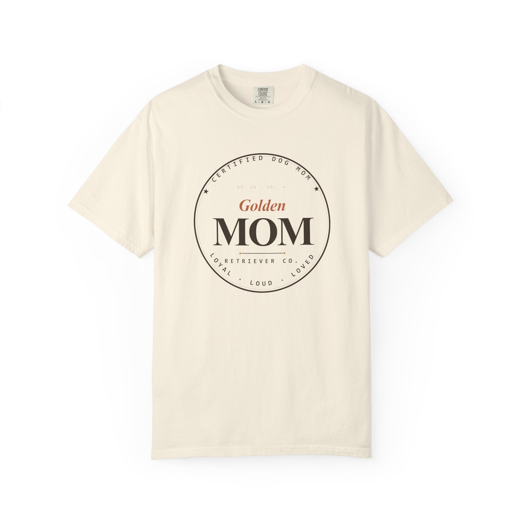 Certified Dog Mom vintage badge tee alternate color