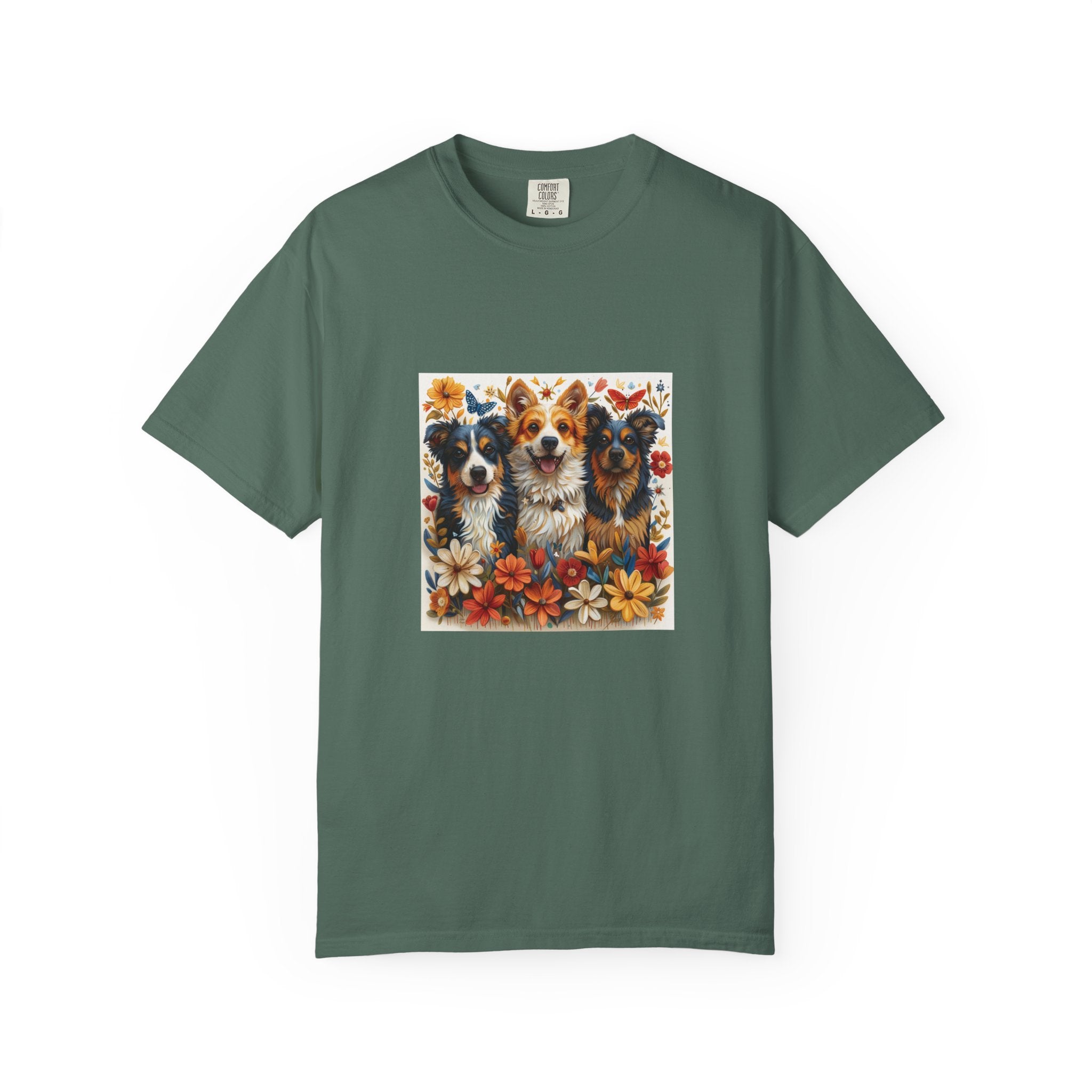 Dog Lover - Floral Three Dogs Tee