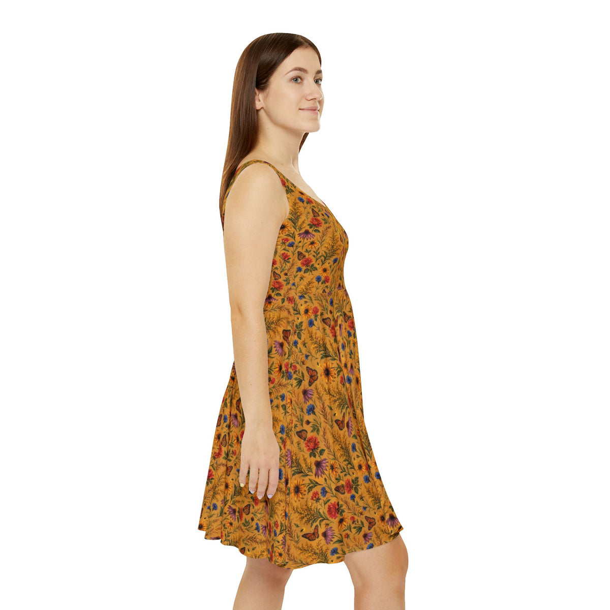 Golden Meadow Watercolor Wildflower Dress