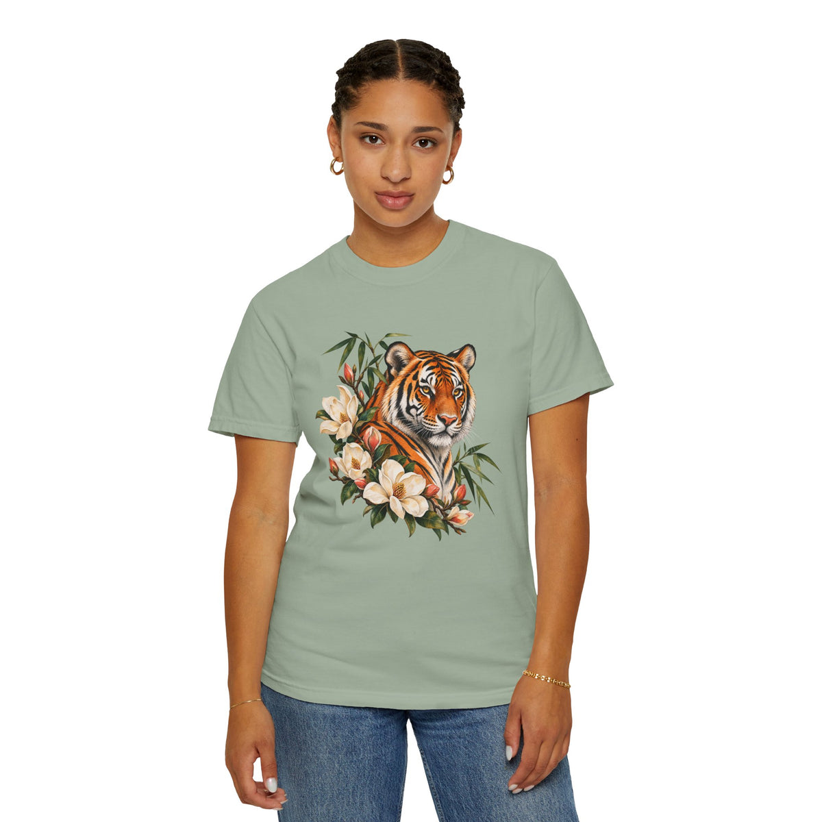 Tiger, Magnolia & Bamboo T-Shirt — Garment-Dyed Cotton