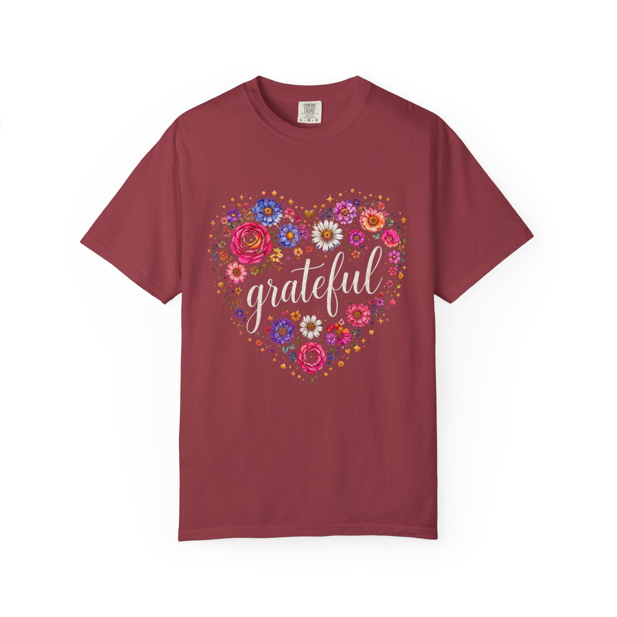 Grateful - Floral Heart Tee