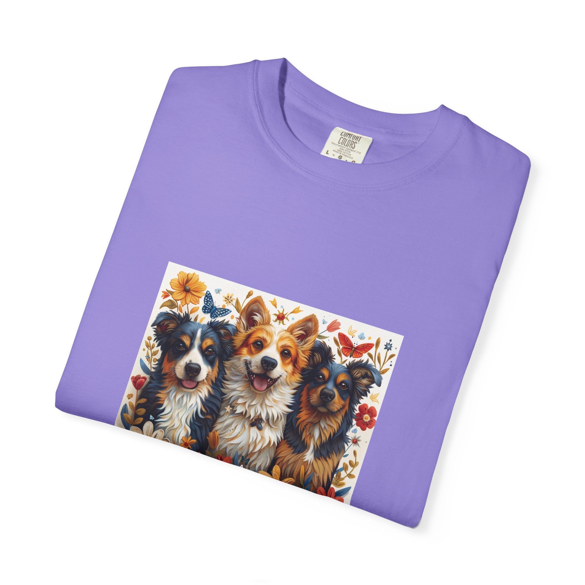 Dog Lover - Floral Three Dogs Tee