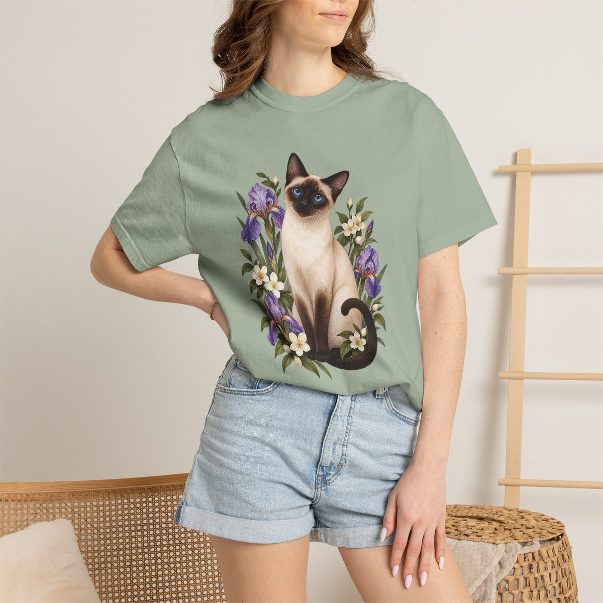Siamese Cat T-Shirt — Irises & Intrigue