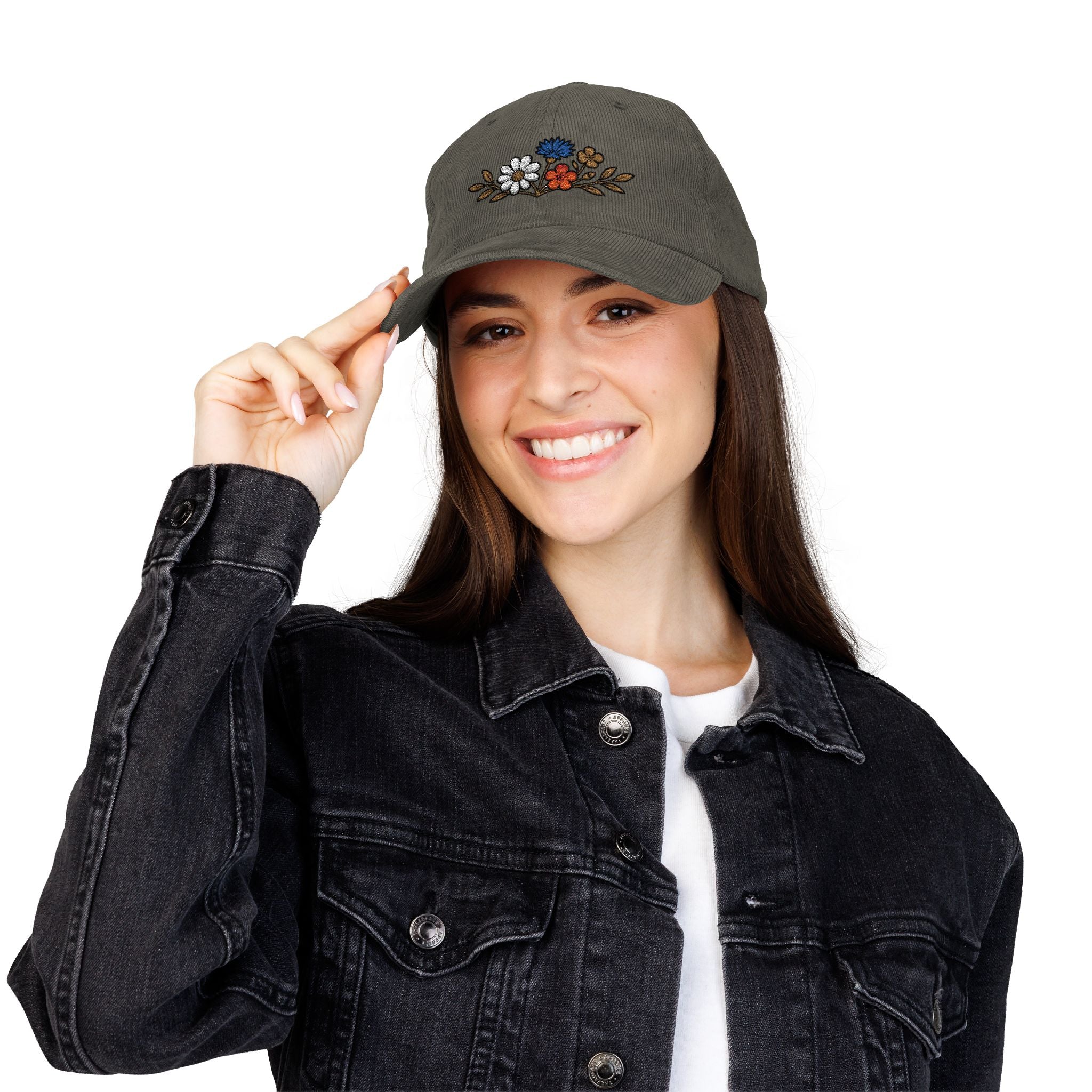 Wildflower Sprig — Embroidered Corduroy Hat