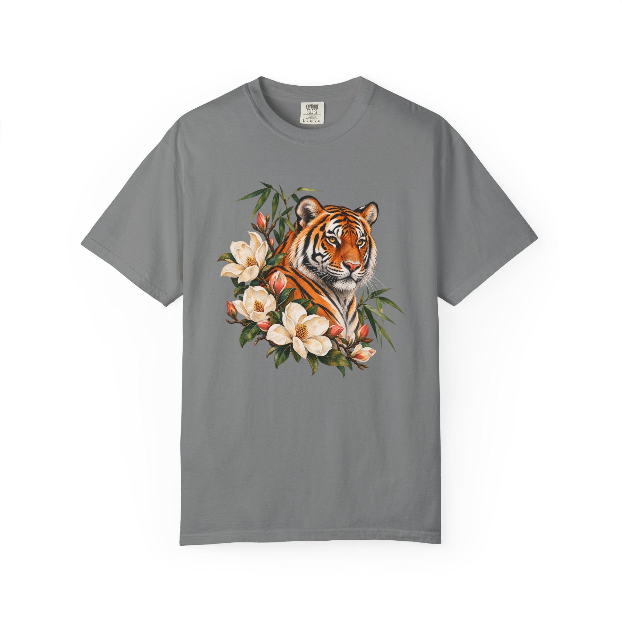 Tiger, Magnolia & Bamboo T-Shirt — Garment-Dyed Cotton