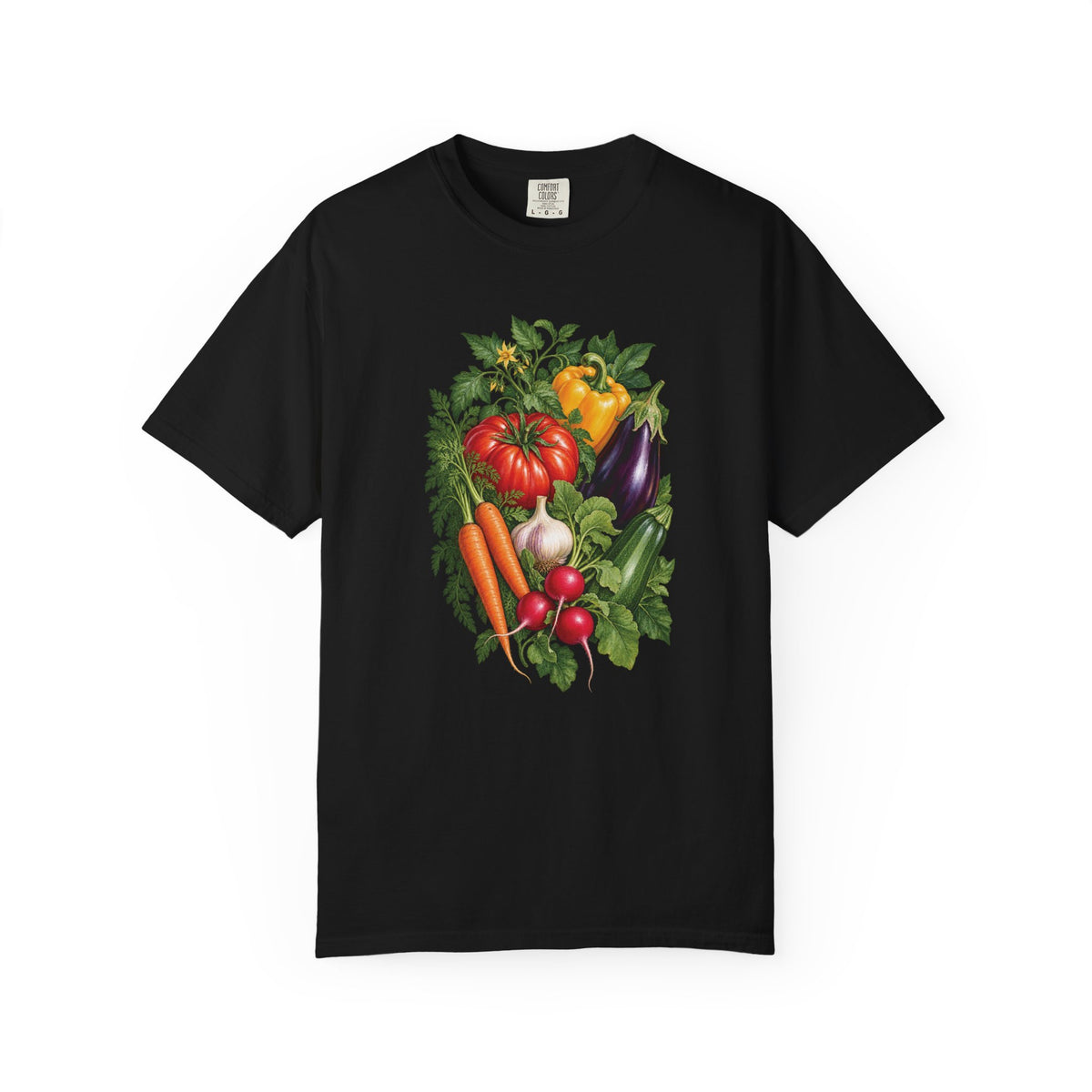 Kitchen garden harvest T-shirt in Black, front view