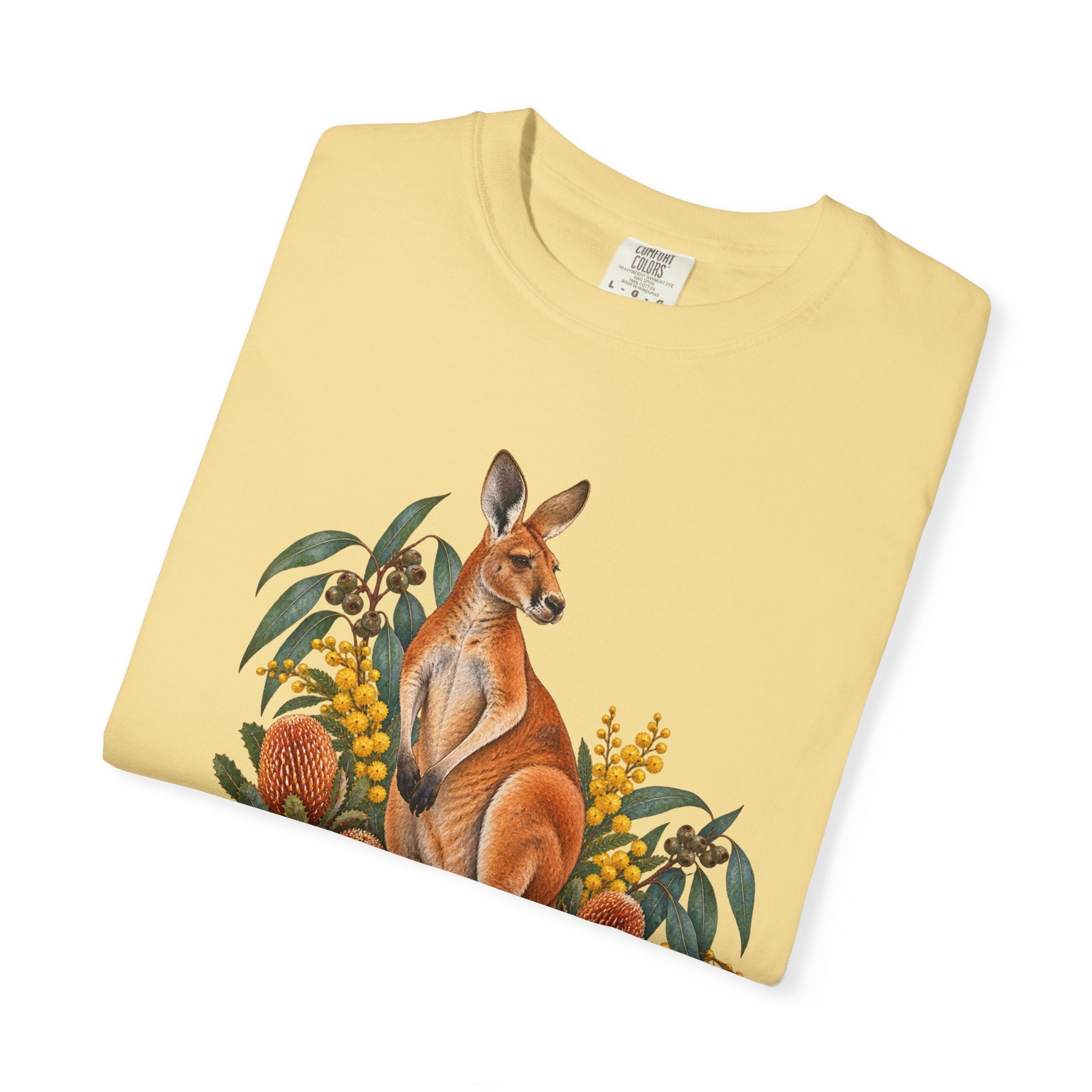 Kangaroo, Wattle & Banksia T-Shirt — Garment-Dyed Cotton