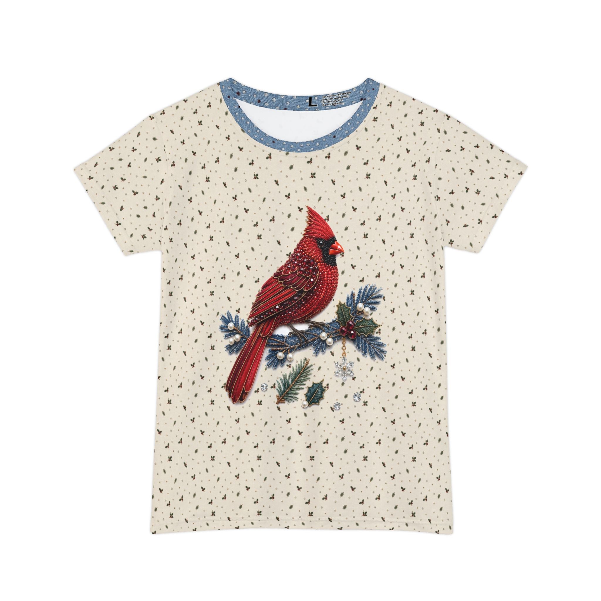 Jeweled Cardinal Women's Short Sleeve Shirt (AOP)