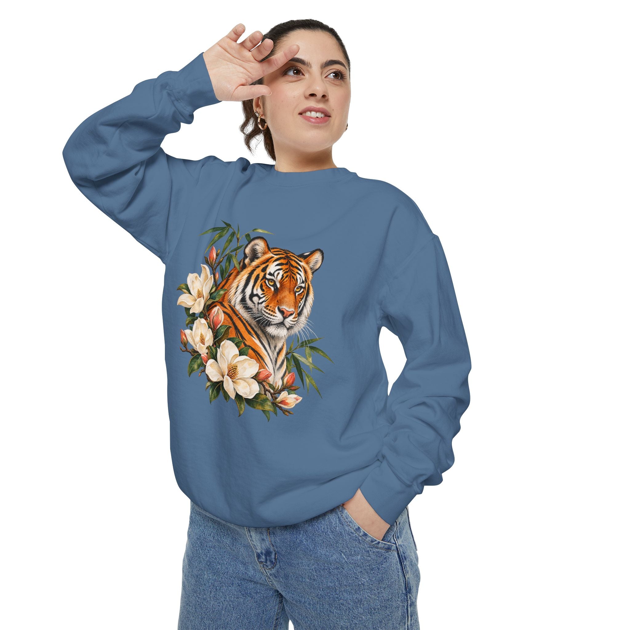 Tiger, Magnolia & Bamboo Sweatshirt — Garment-Dyed Fleece