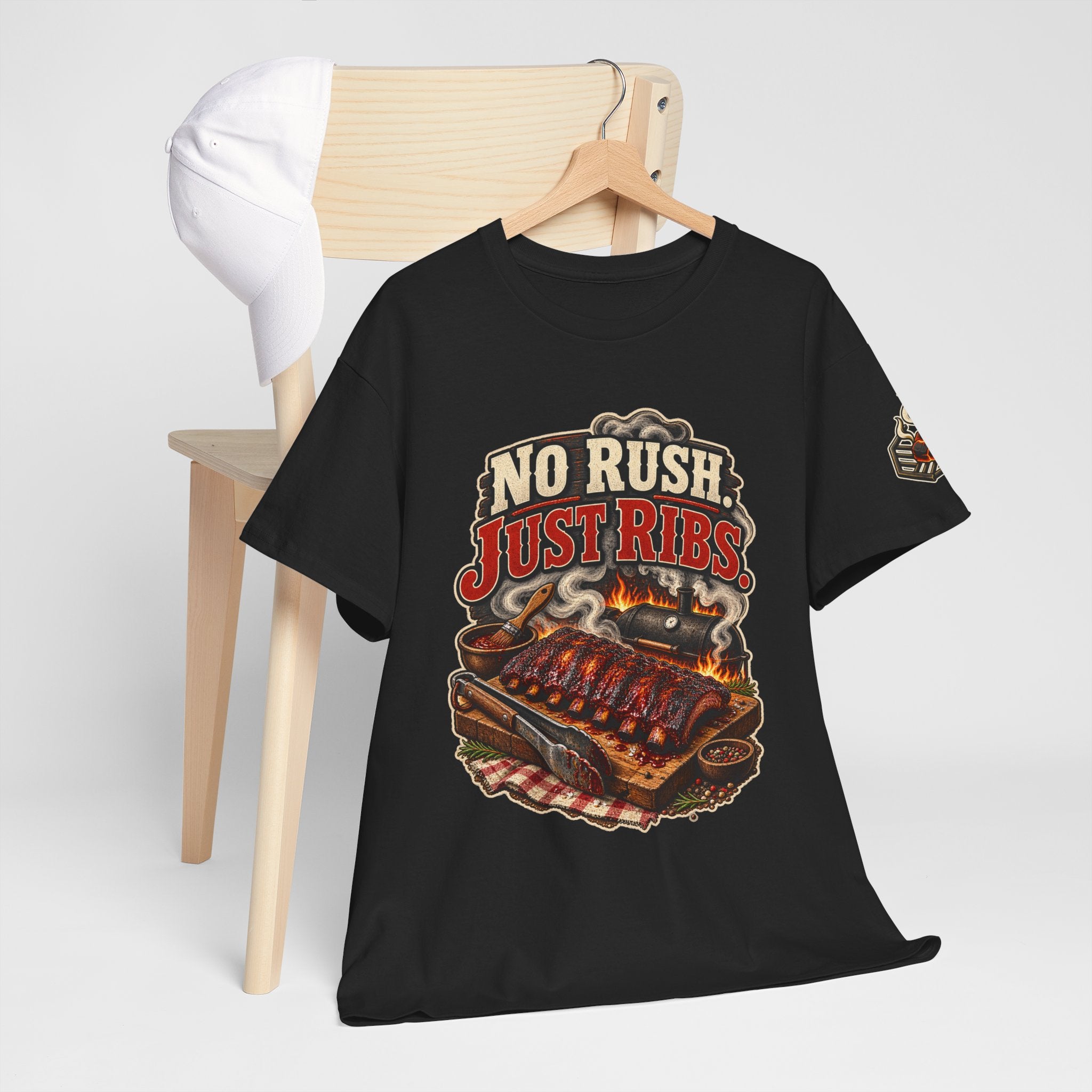 No Rush. Just Ribs. BBQ T-Shirt — Heavy Cotton