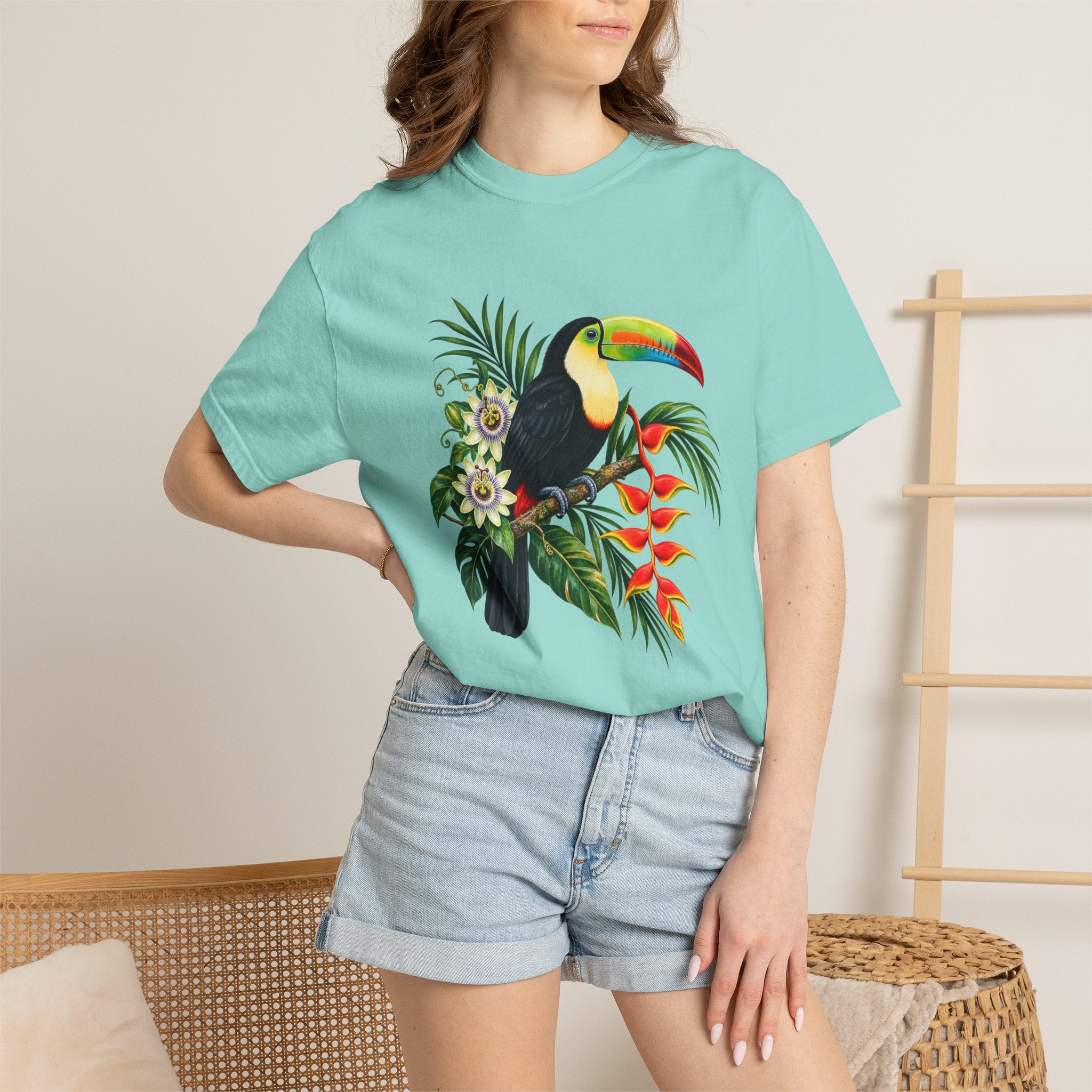Toucan, Passionflower & Heliconia T-Shirt — Garment-Dyed Cotton