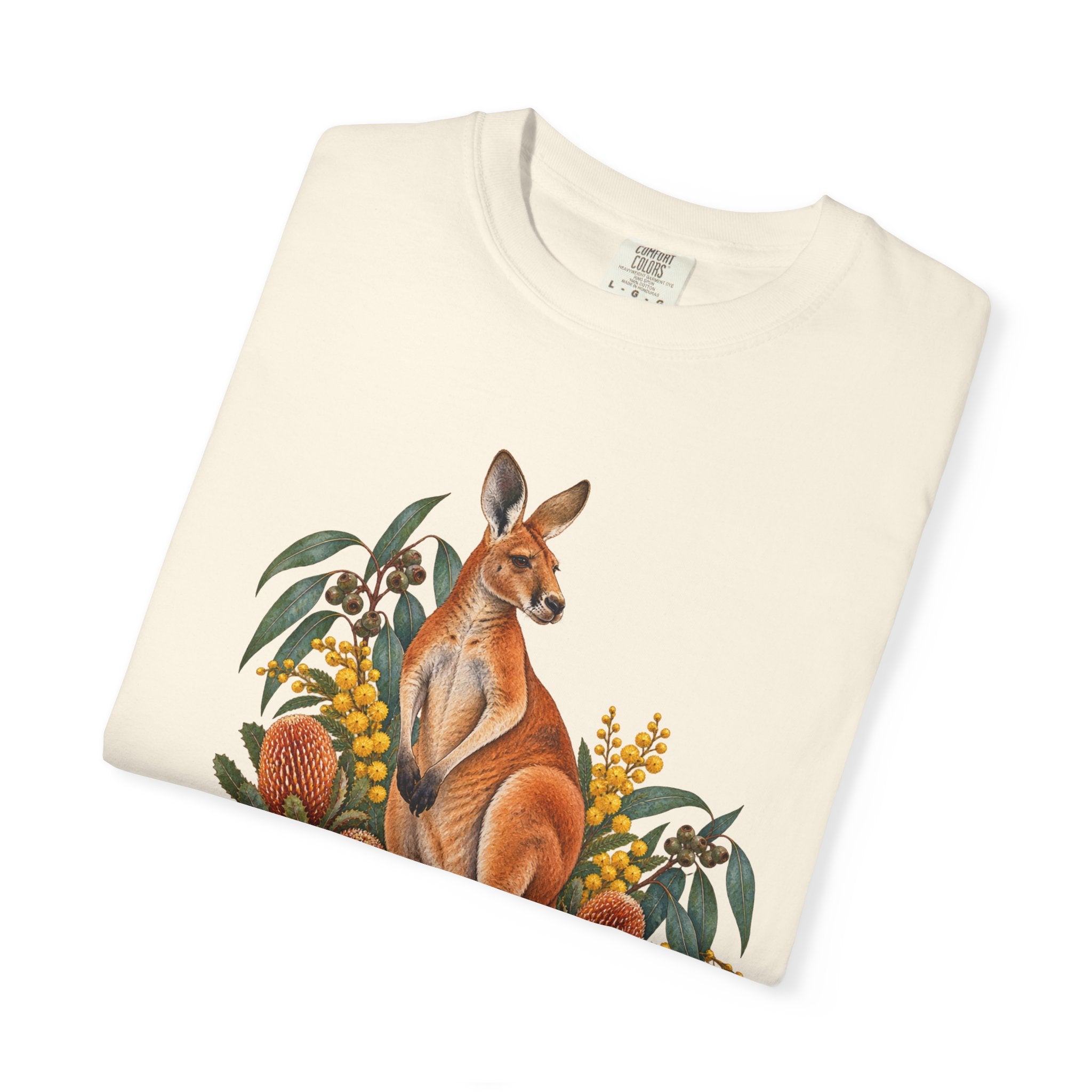 Kangaroo, Wattle & Banksia T-Shirt — Garment-Dyed Cotton