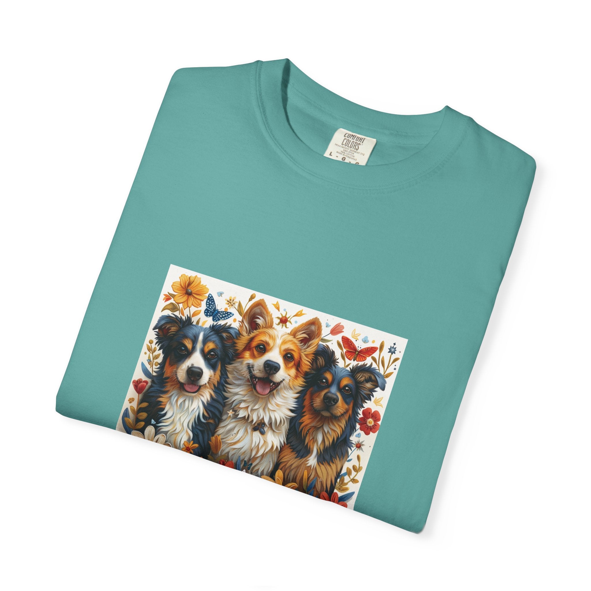 Dog Lover - Floral Three Dogs Tee
