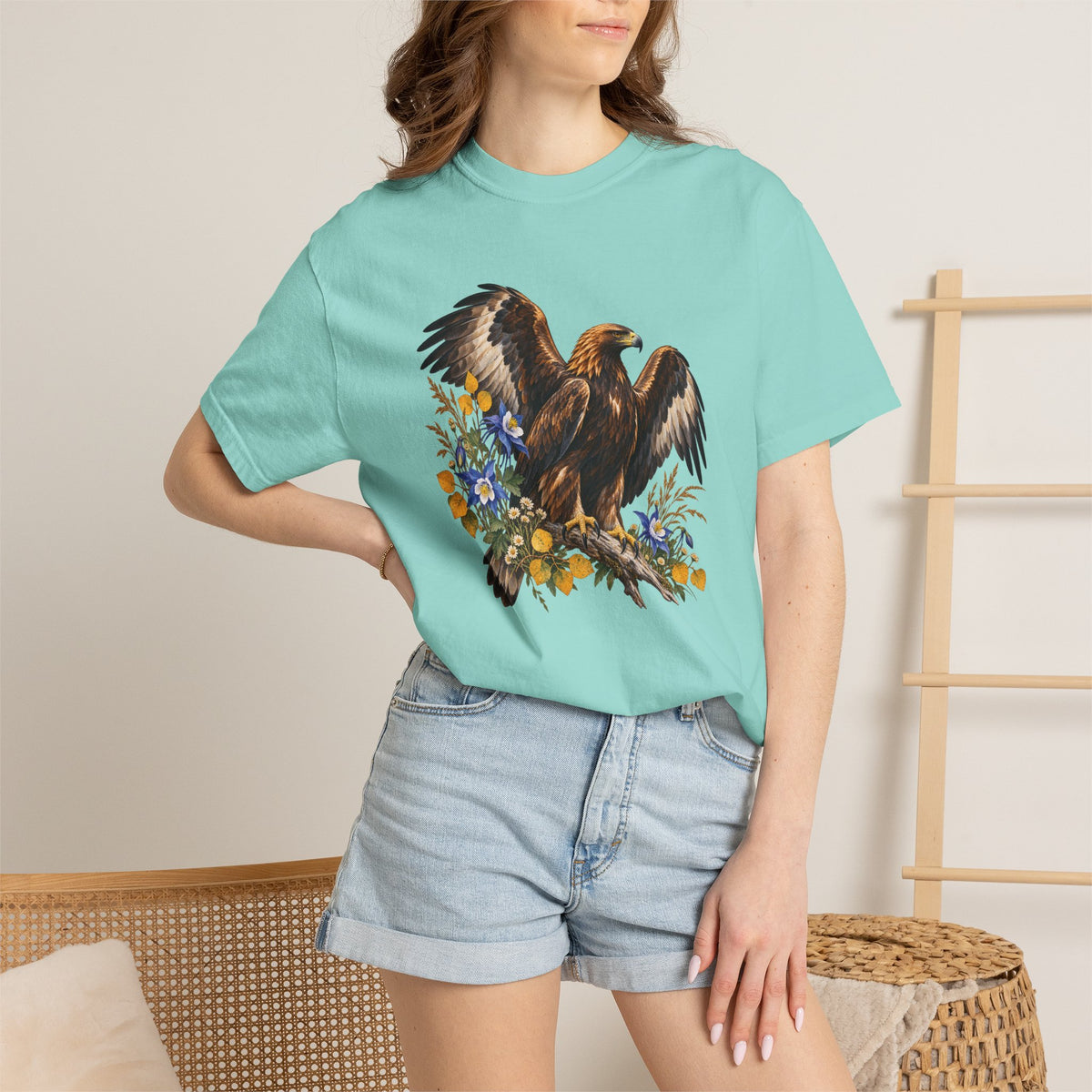 Golden Eagle & Columbine T-Shirt — Garment-Dyed Cotton