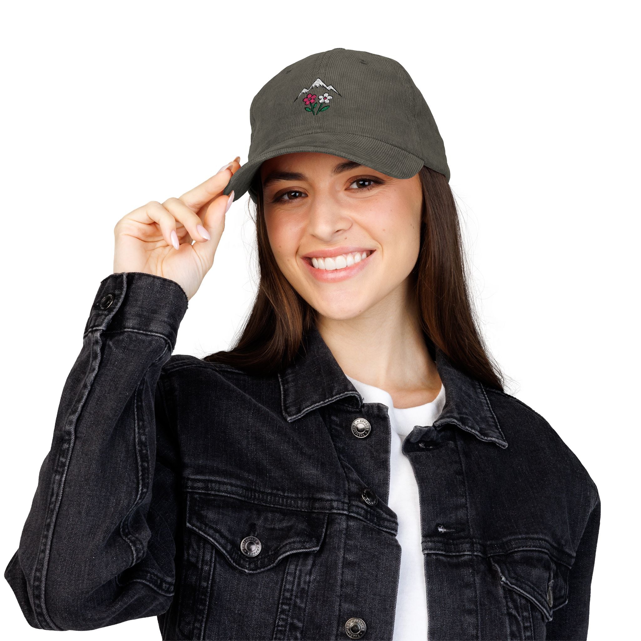 Mountains & Wildflowers — Embroidered Corduroy Hat