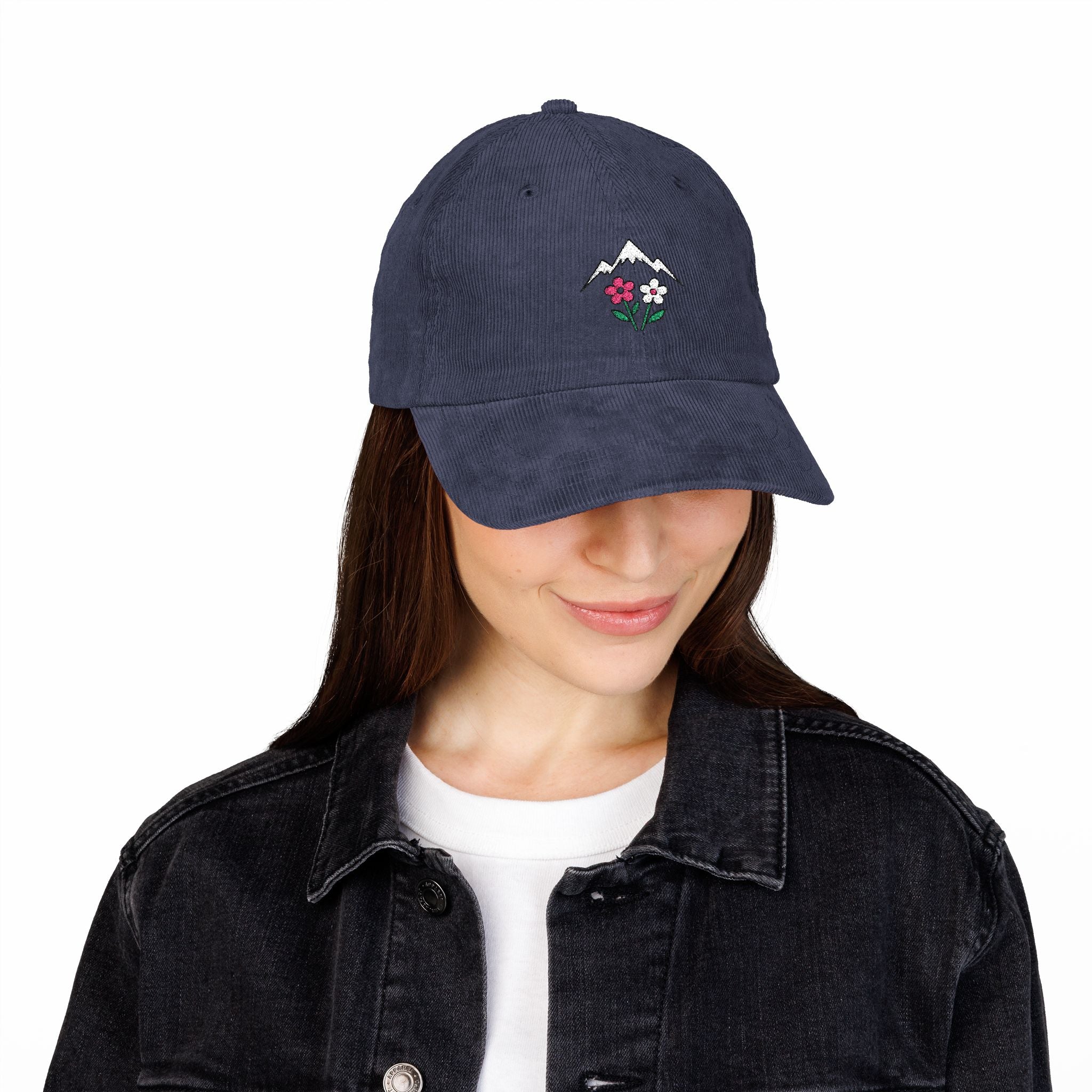 Mountains & Wildflowers — Embroidered Corduroy Hat