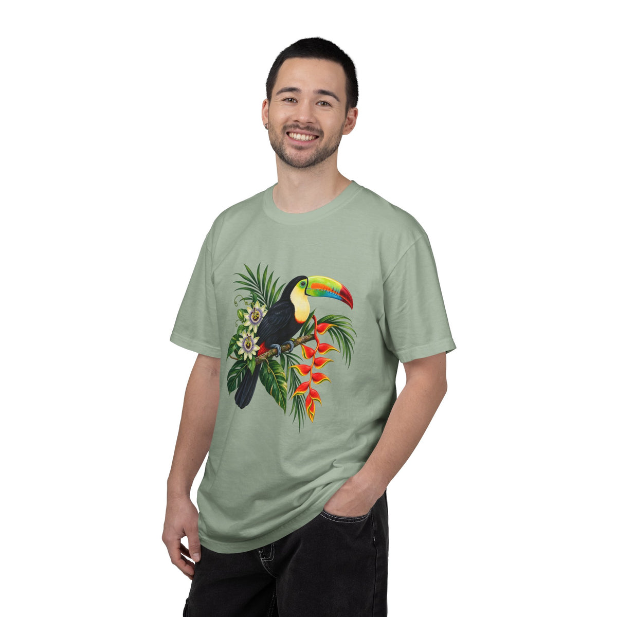 Toucan, Passionflower & Heliconia T-Shirt — Garment-Dyed Cotton