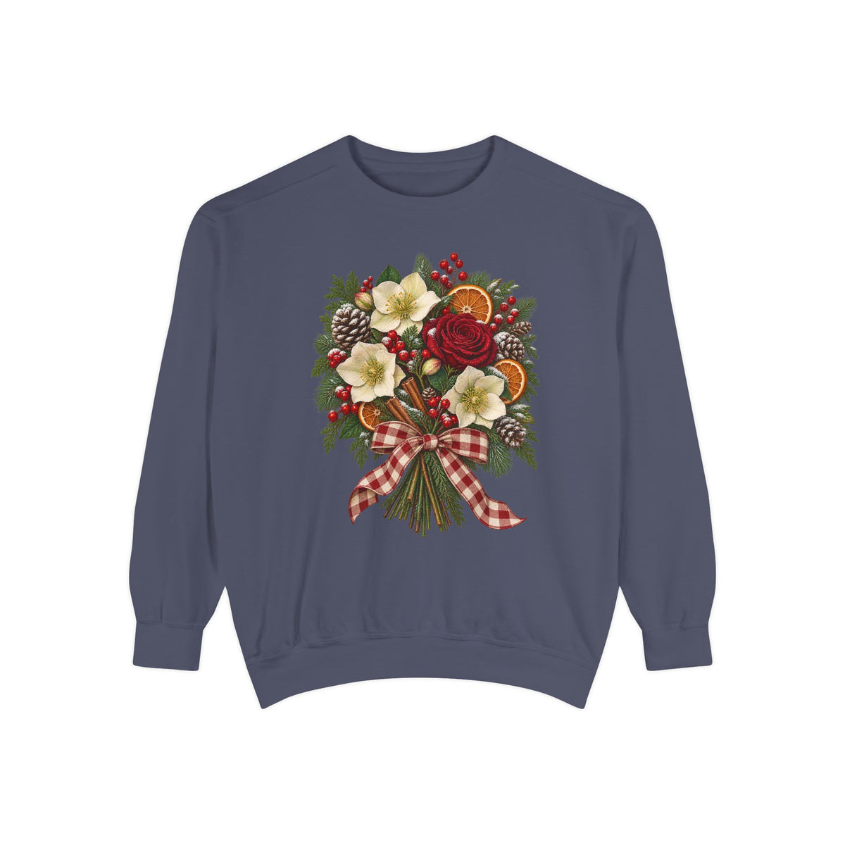 Winter bouquet sweatshirt in Denim, front view