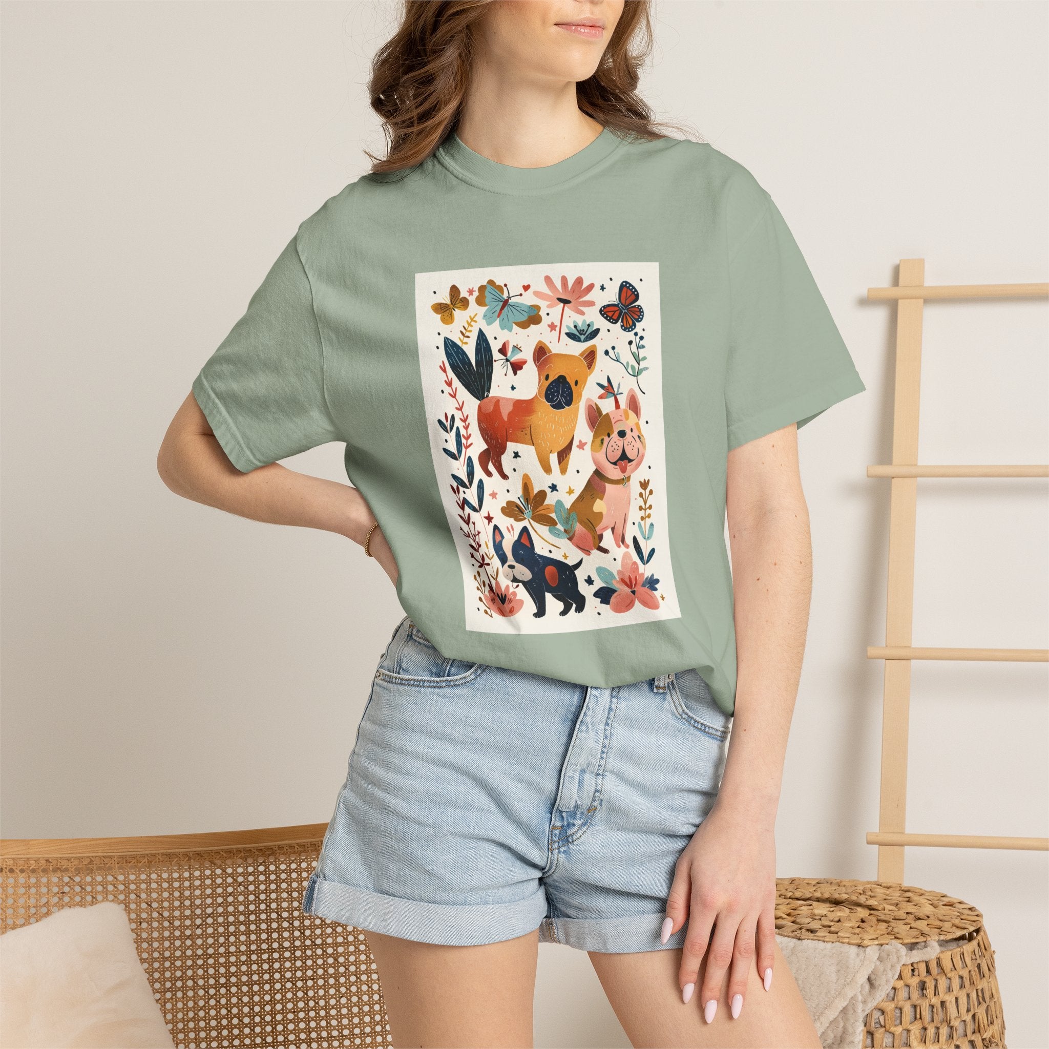 Folk Art Frenchies - French Bulldog Tee